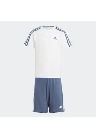 Trainingsanzug »ESSENTIALS 3STREIFEN SET AUS UND SHORTS«, (2 tlg.)