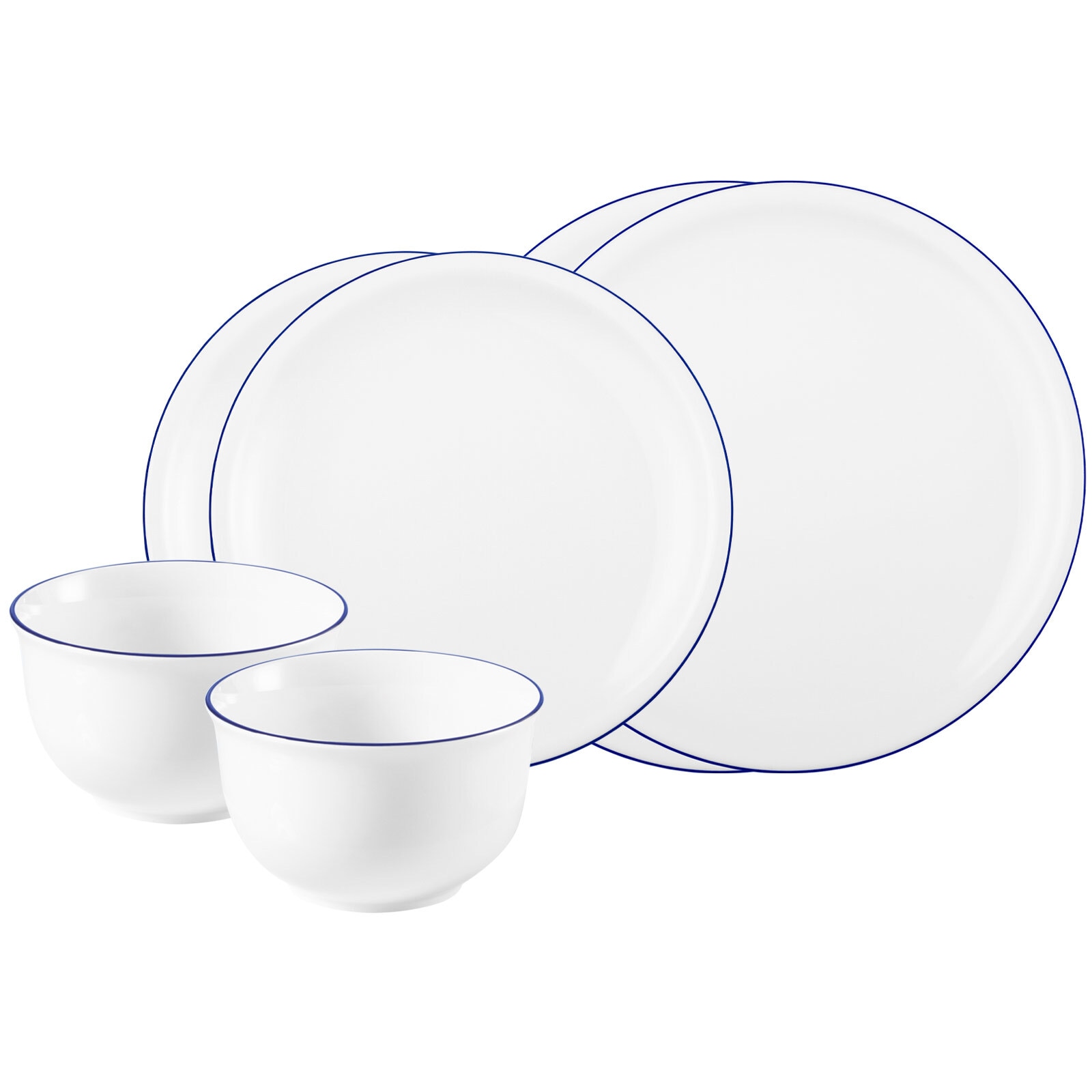 Seltmann Weiden Geschirr-Set "Basic-Set Compact Blaurand 6er Set weiß-blau" Spülmaschinengeeignet, Mikrowellengeeignet, Ofenfest, Salamandergeeignet, Kühlschrankgeeignet, Gefrierschrankgeeignet