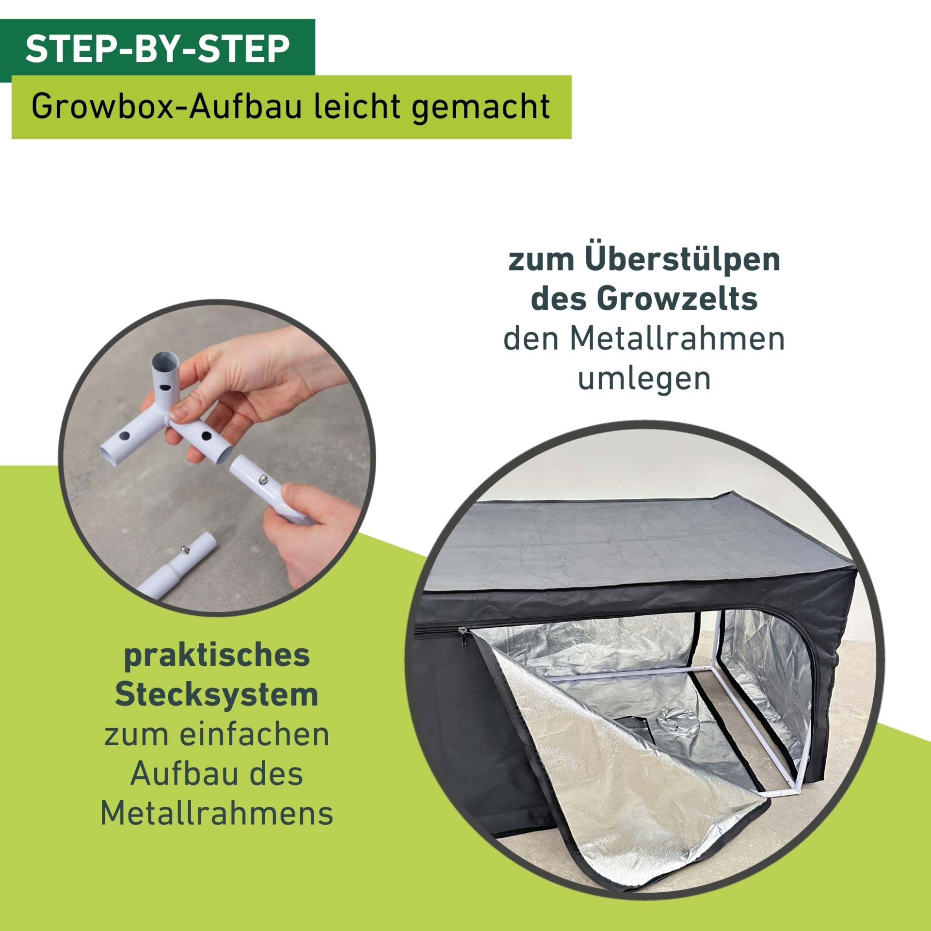 Windhager Gewächshaus »Indoor, Growbox komplettes Starterset« Zuchtzelt für Pflanzen, Anbaufläche 0,64 m², 80 x 80 x 160 cm, schwarz