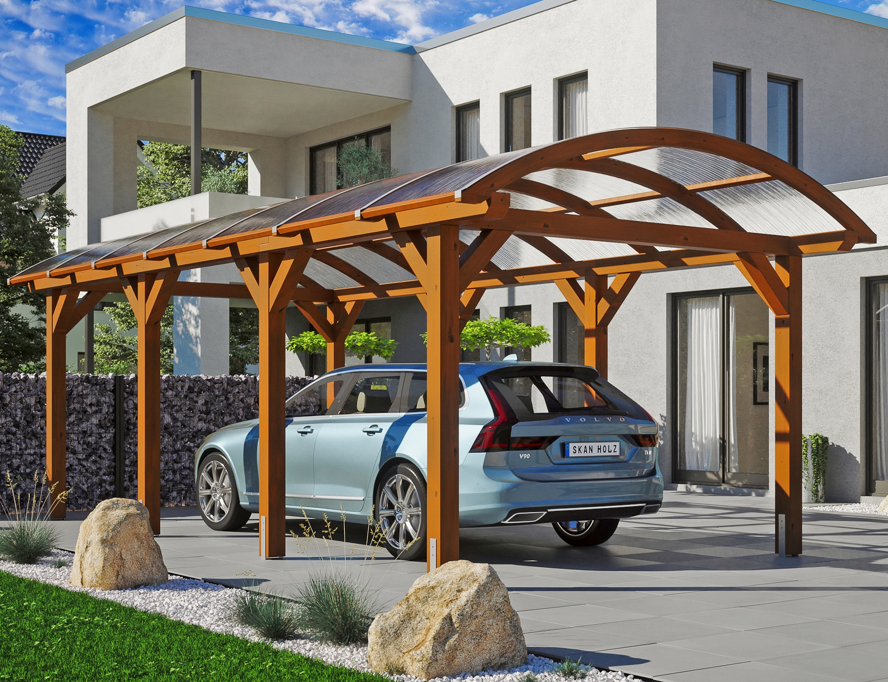 Skanholz Einzelcarport "Franken" Leimholz 300 cm braun