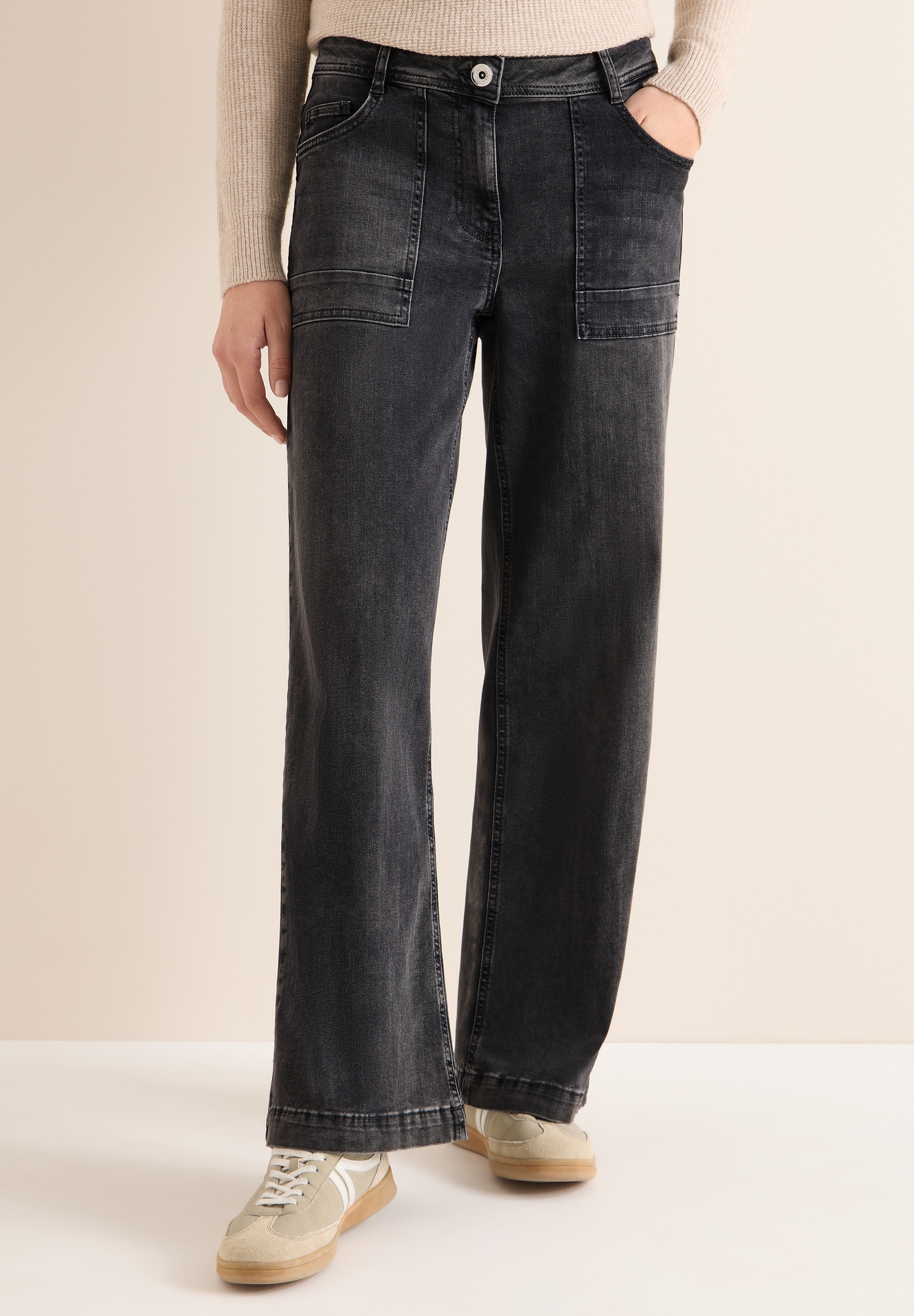 STREET ONE Loose-fit-Jeans in grauer Waschung