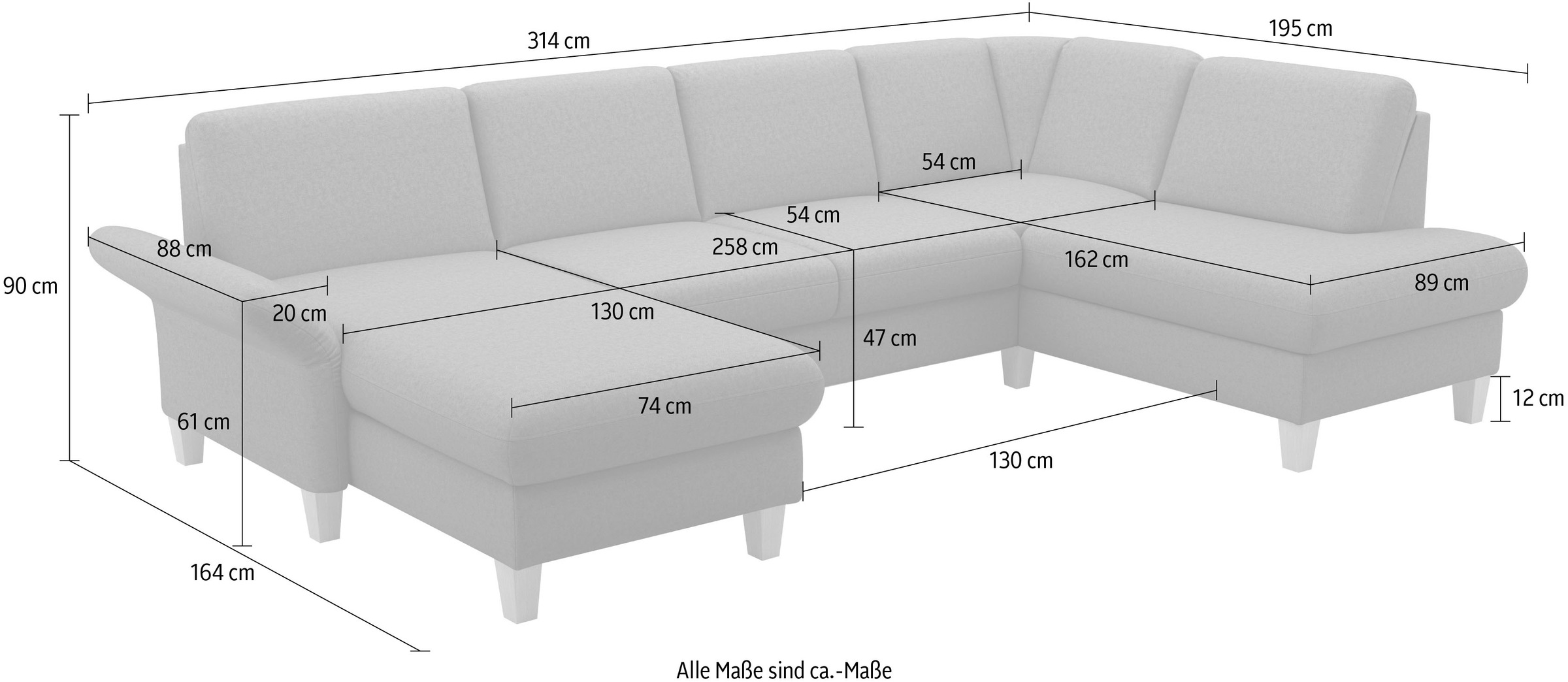 Home affaire Wohnlandschaft »Rochelle«, wahlweise mit Armlverstellung, Klappbett mit Rollen & Bettkasten