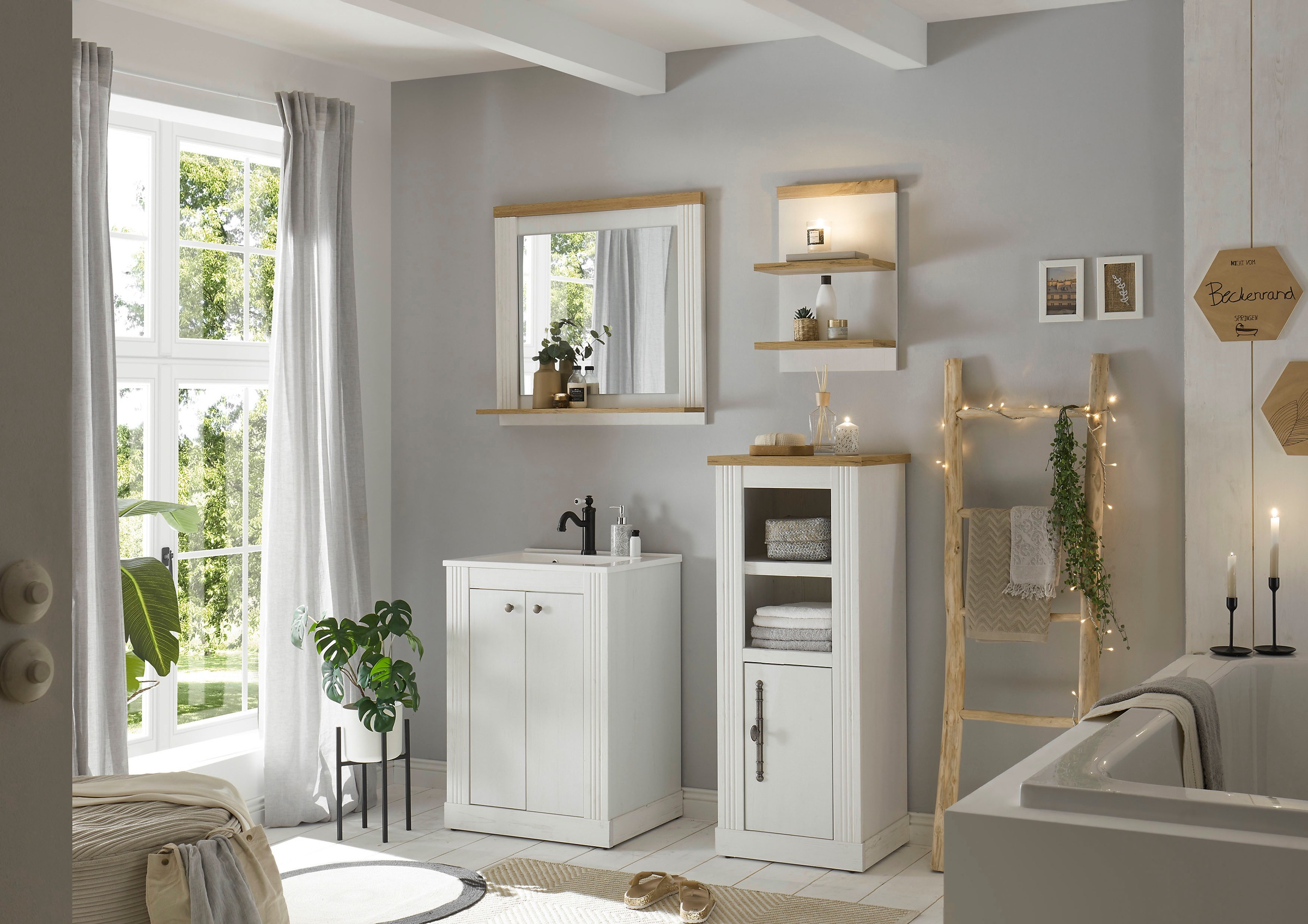 Home affaire Badmöbel-Set "WESTMINSTER, Bad im Landhausstil, 4-teiliges Bad günstig online kaufen
