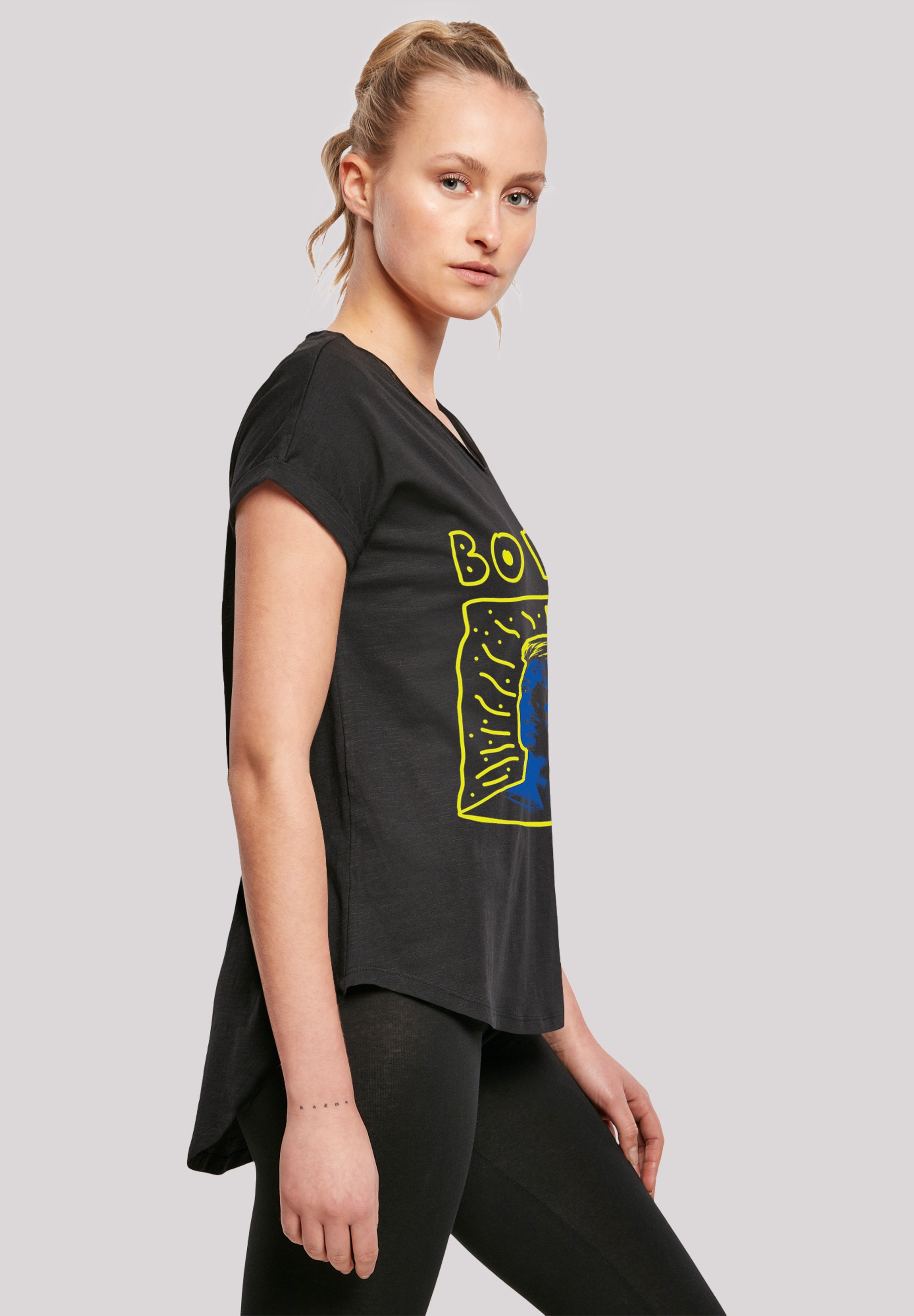 F4NT4STIC T-Shirt »Long Cut T-Shirt David Bowie 90s Frame«, Damen,Premium Merch,Lang,Longshirt,Bandshirt