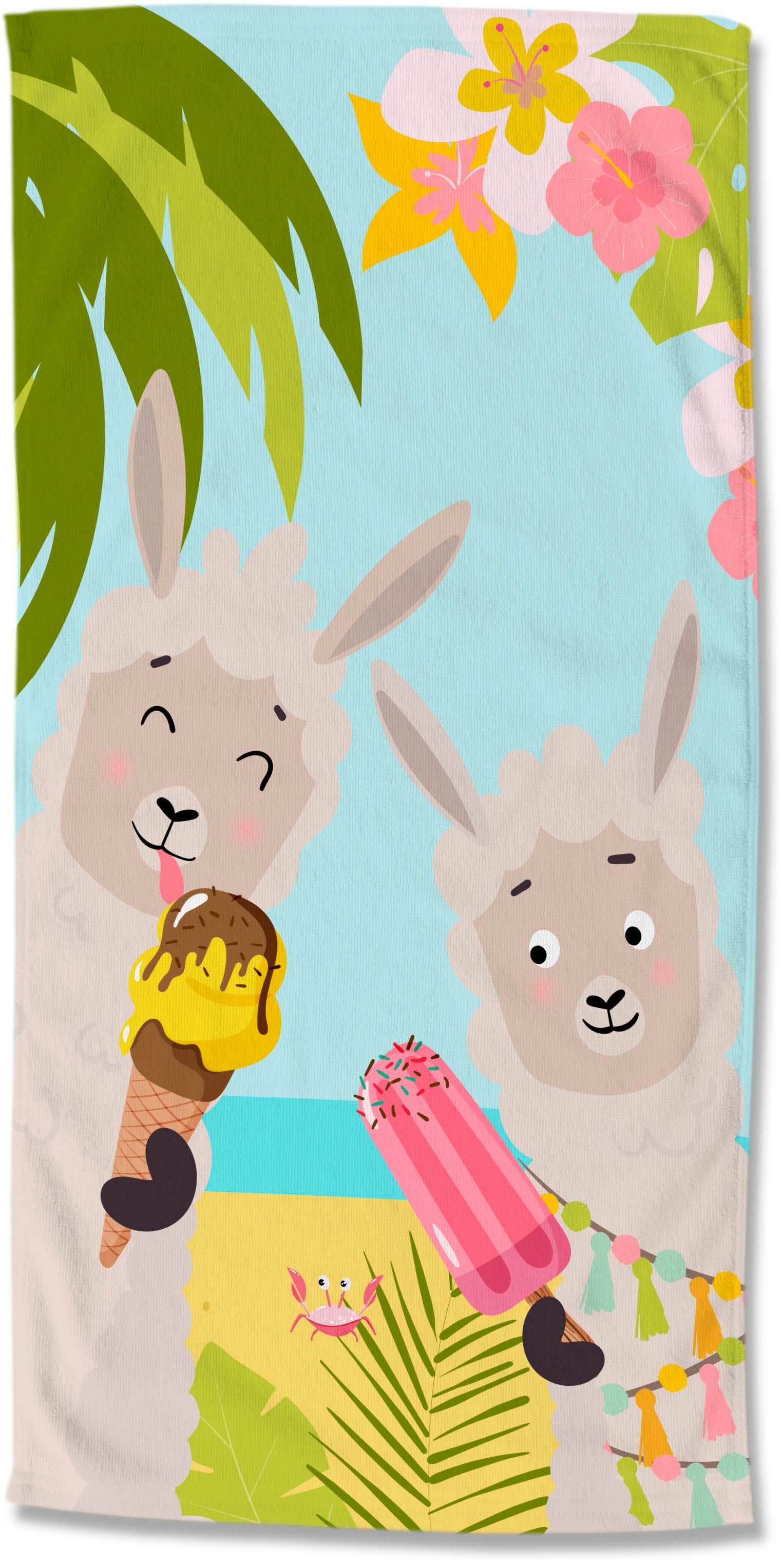 good morning Strandtuch "Happy Lamas" Mikrofaser, 75x150, Schnelltrocknend, günstig online kaufen