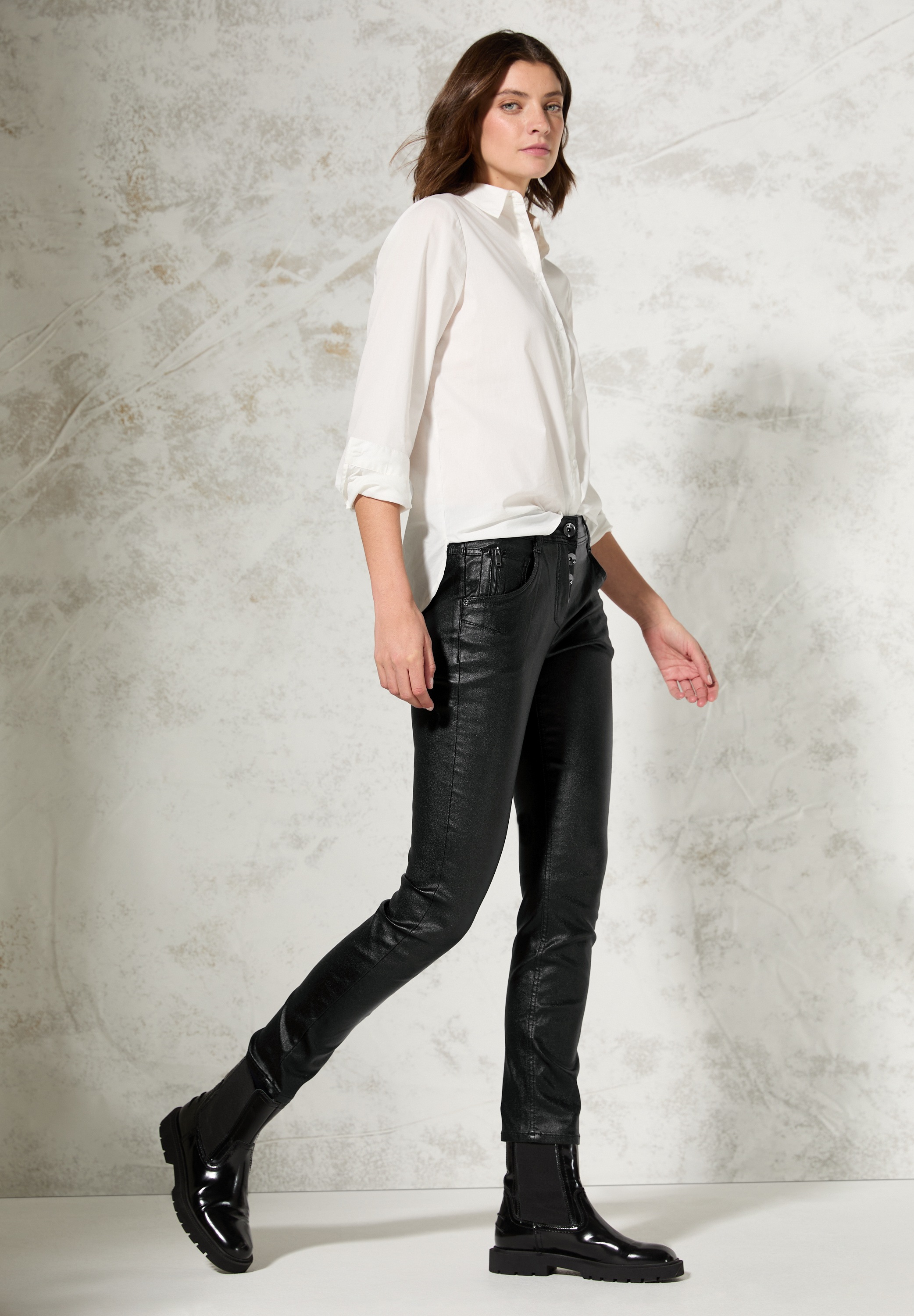 STREET ONE Lederimitathose, 5-Pocket-Style