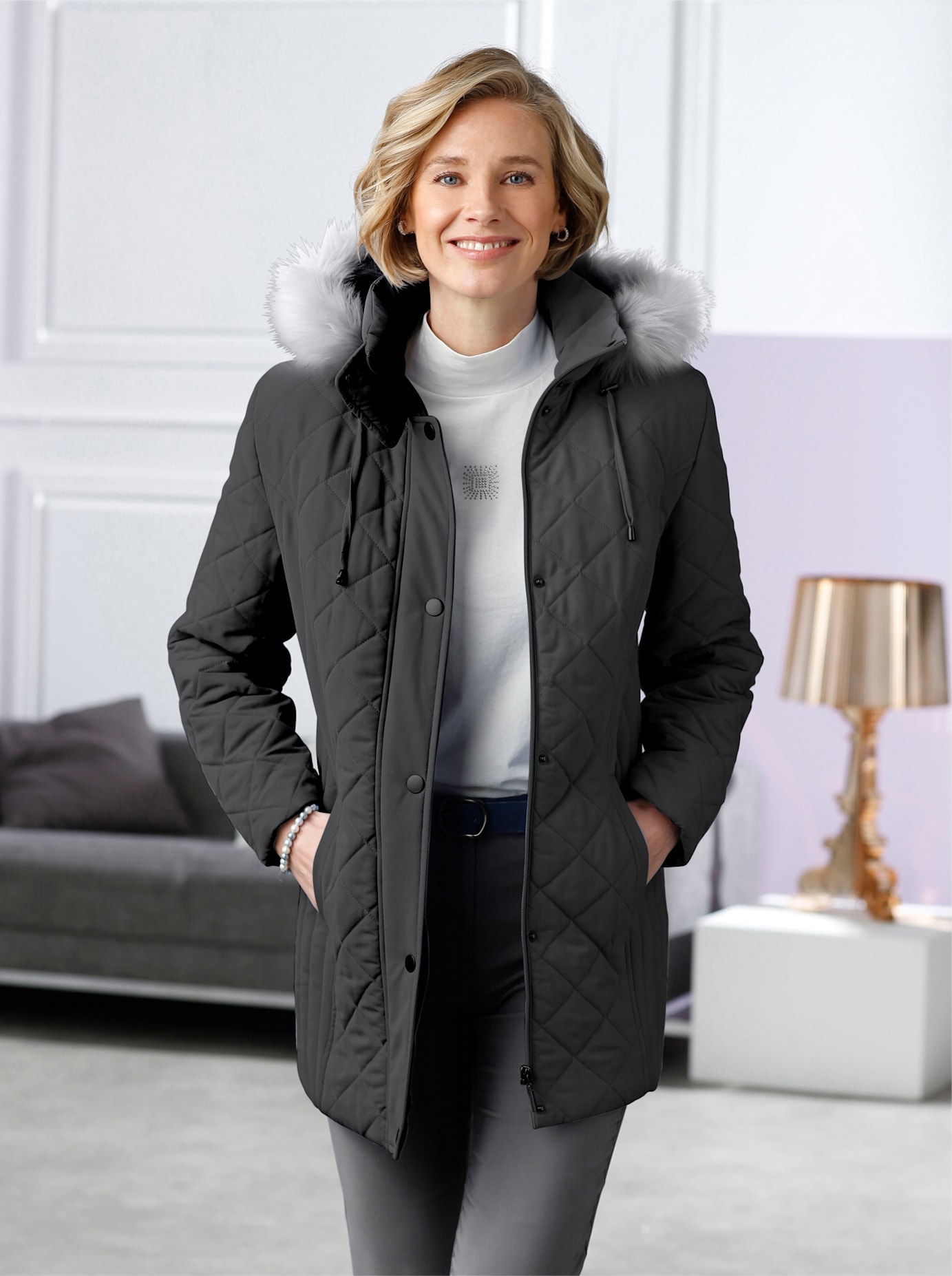 Classic Basics Steppjacke, mit Kapuze