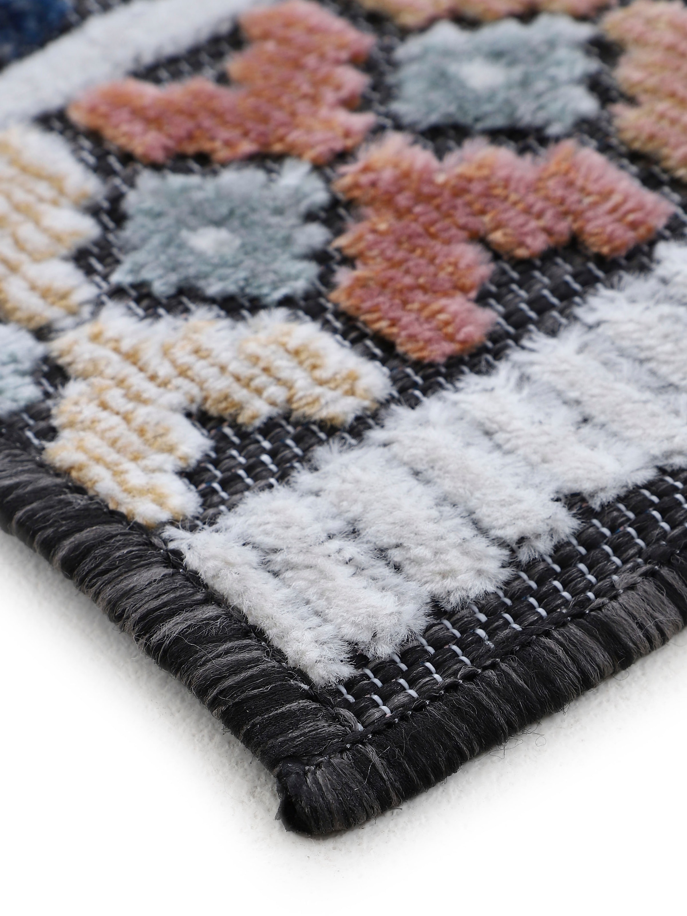 carpetfine Teppich »Deja 103«, rechteckig, 4 mm Höhe, robustes Flachgewebe, Motiv- Floral Palmenblätter, Hoch-Tief Effekt