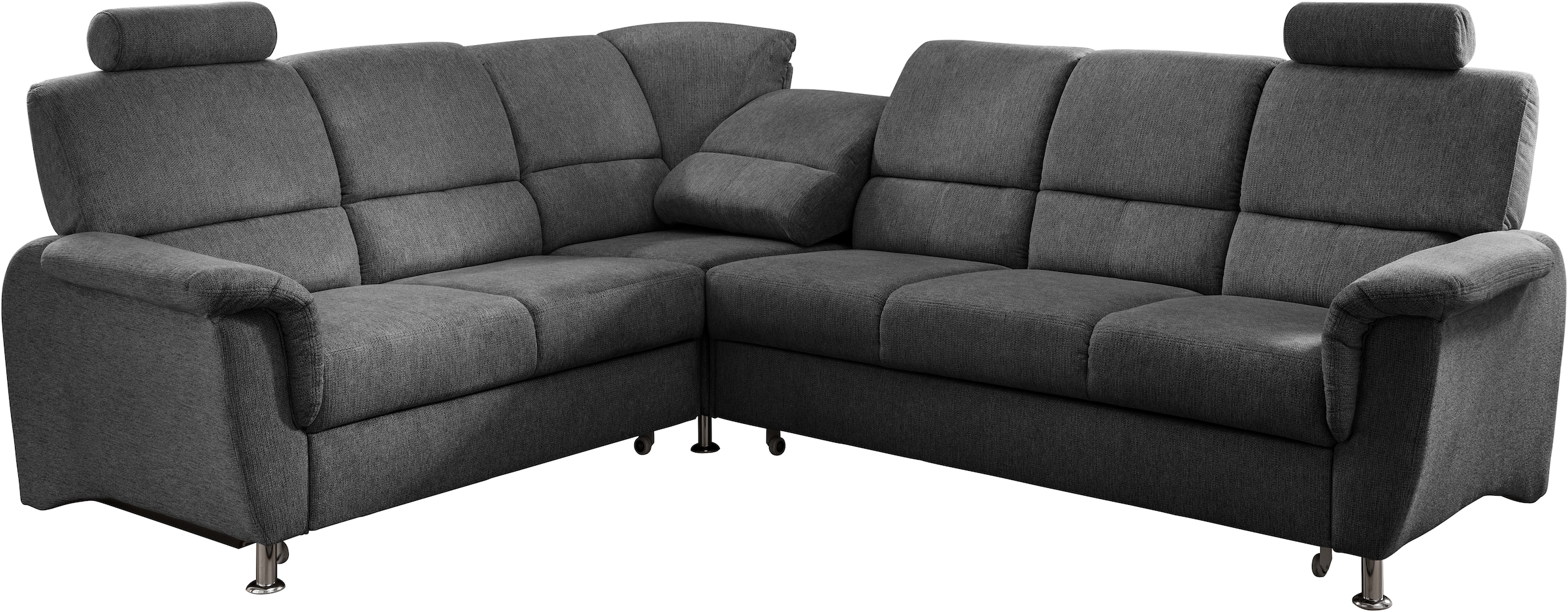 Home affaire Ecksofa »Pisa L-Form, mit Schlaffunktion, Stauraum, 2x höhenverstellbare«, Kopfstützen und Relaxfunktion im Eckelement