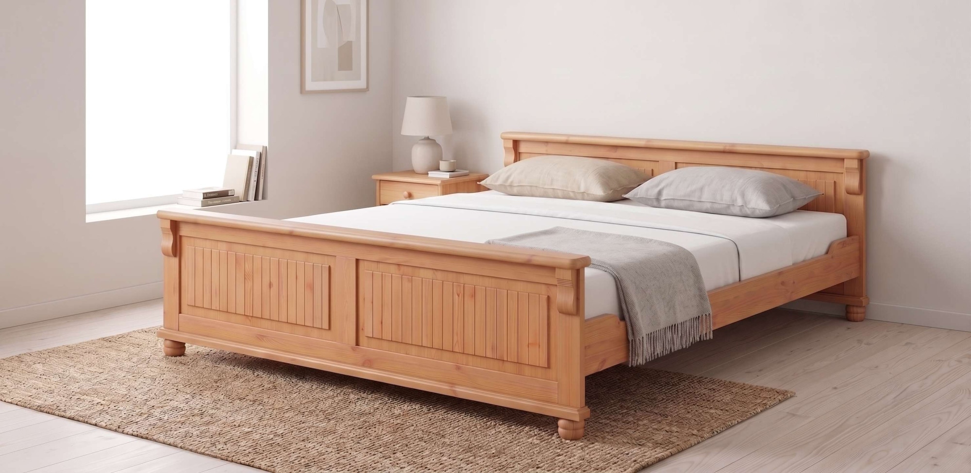 OTTO home Massivholzbett "Adele" Breite 140 oder 180 cm, Landhausstil, aus massiver Kiefer, schöne Kassettenoptik, Lamellenoptik