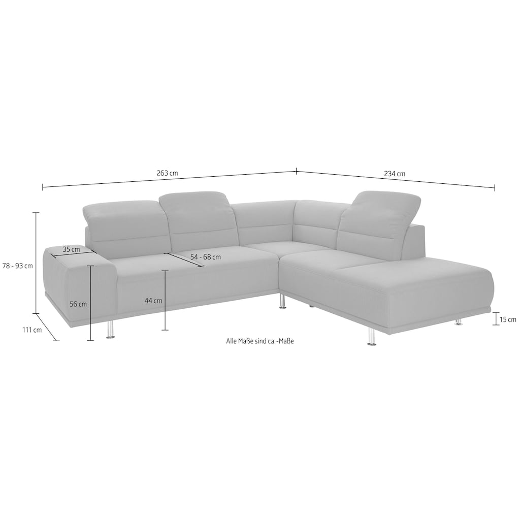 sit&more Ecksofa »Mariola L-Form«, mit Federkern und Ottomane, inklusive Sitztiefenverstellung