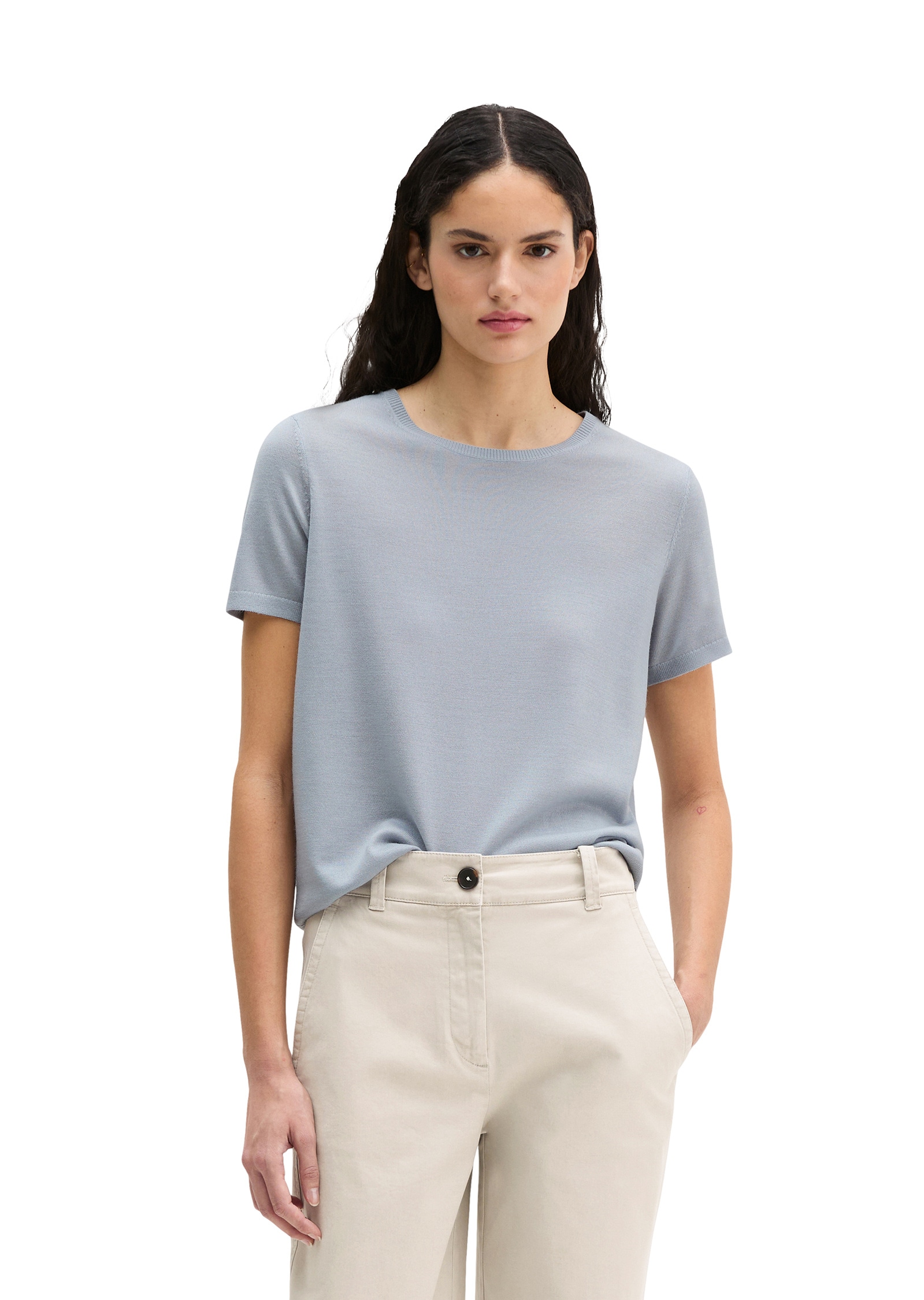 Marc OPolo Kurzarmpullover "aus weichem Merinowolle-Viskose-Mix" günstig online kaufen