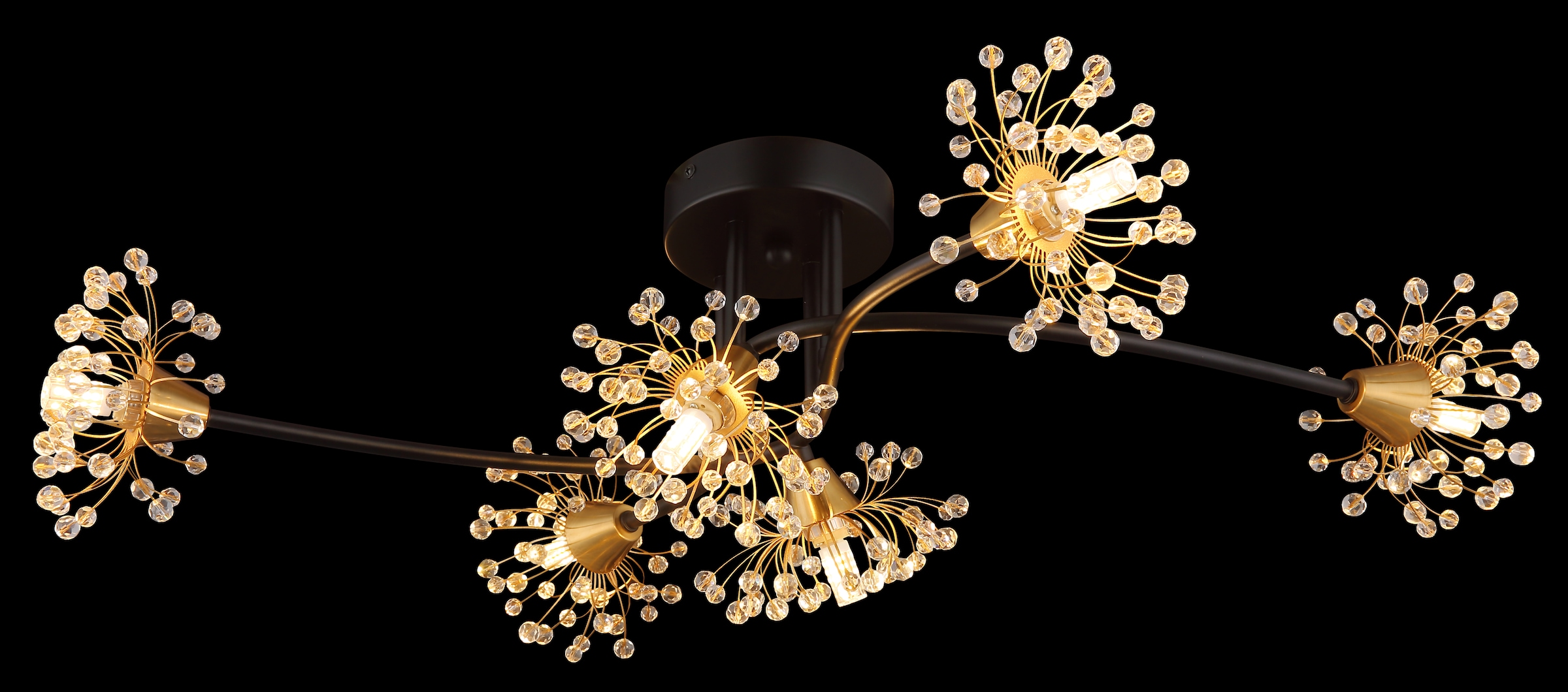 GLOBO LIGHTING Deckenleuchte »FIORE«, Leuchtmittel G9 | ohne Leuchtmittel, Deckenlampe/goldfarben/Acrylkristalle/Wohnzimmer/Schlafzimmer