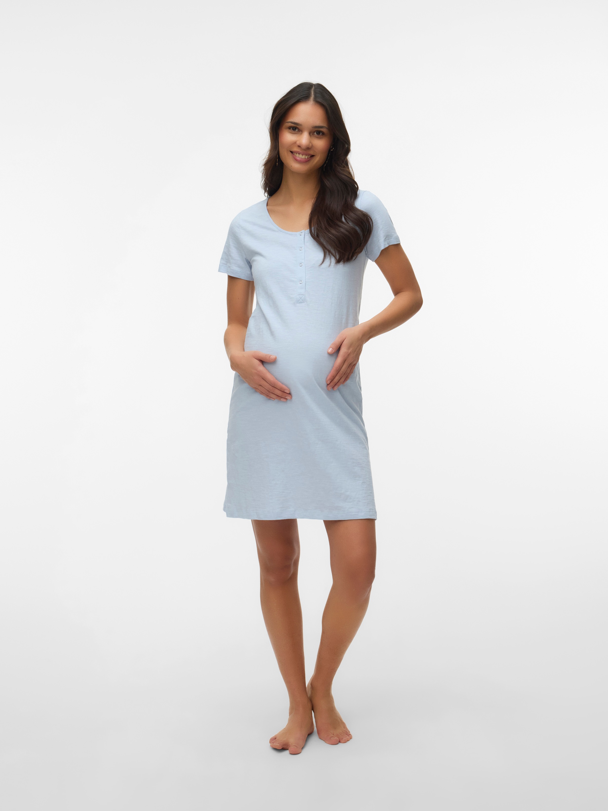 Thumbnail - Mamalicious Umstandsnachthemd "MLMIRA SOLID JRS NIGHTGOWN 2F A. E. NOOS" Baumwolle, regular fit
