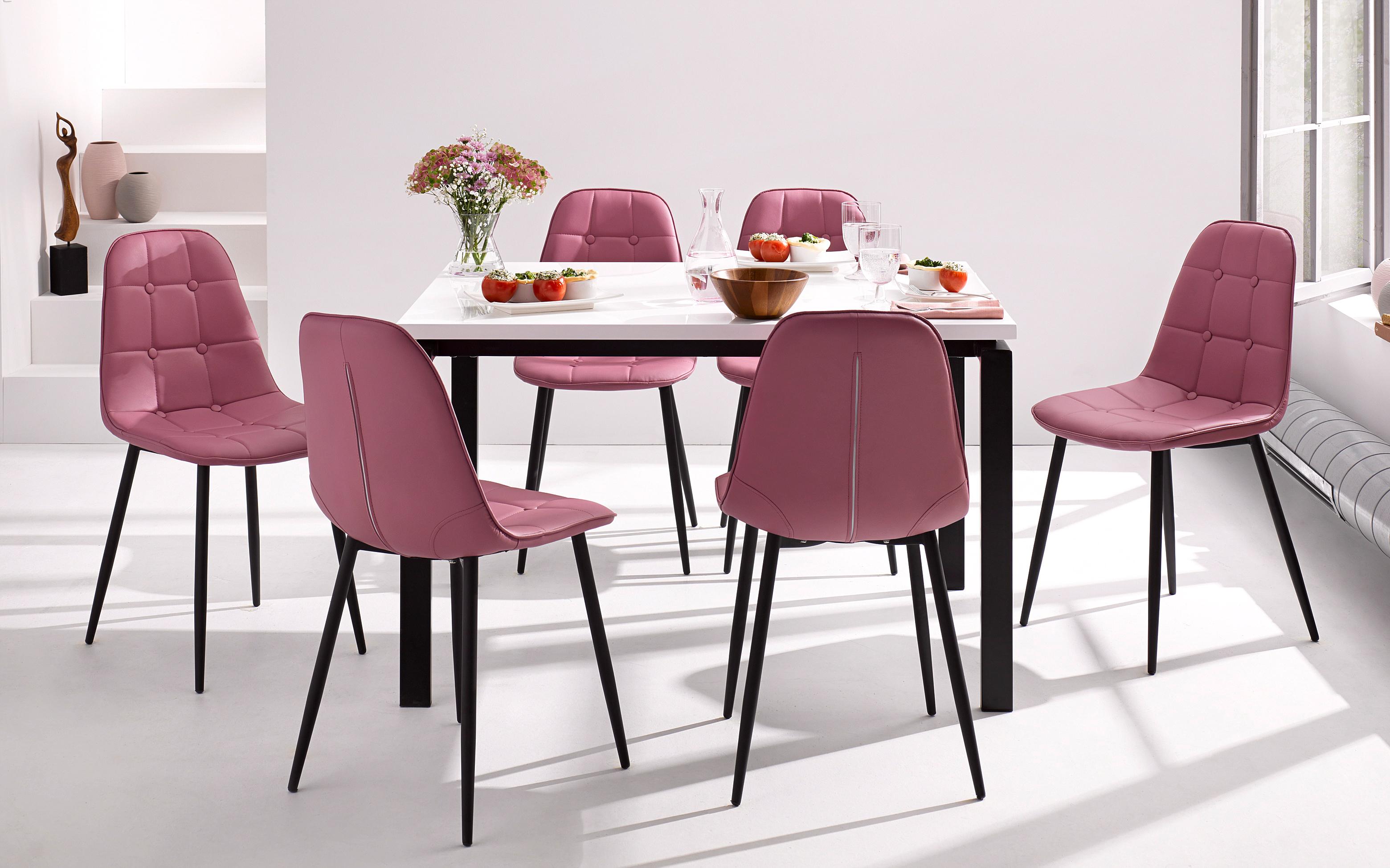 OTTO home 1100000002199 Set, 5 Stk. tlg. Esstisch, Breite 120 cm und 4 Esszimmerstühle, Bezug in Kunstleder