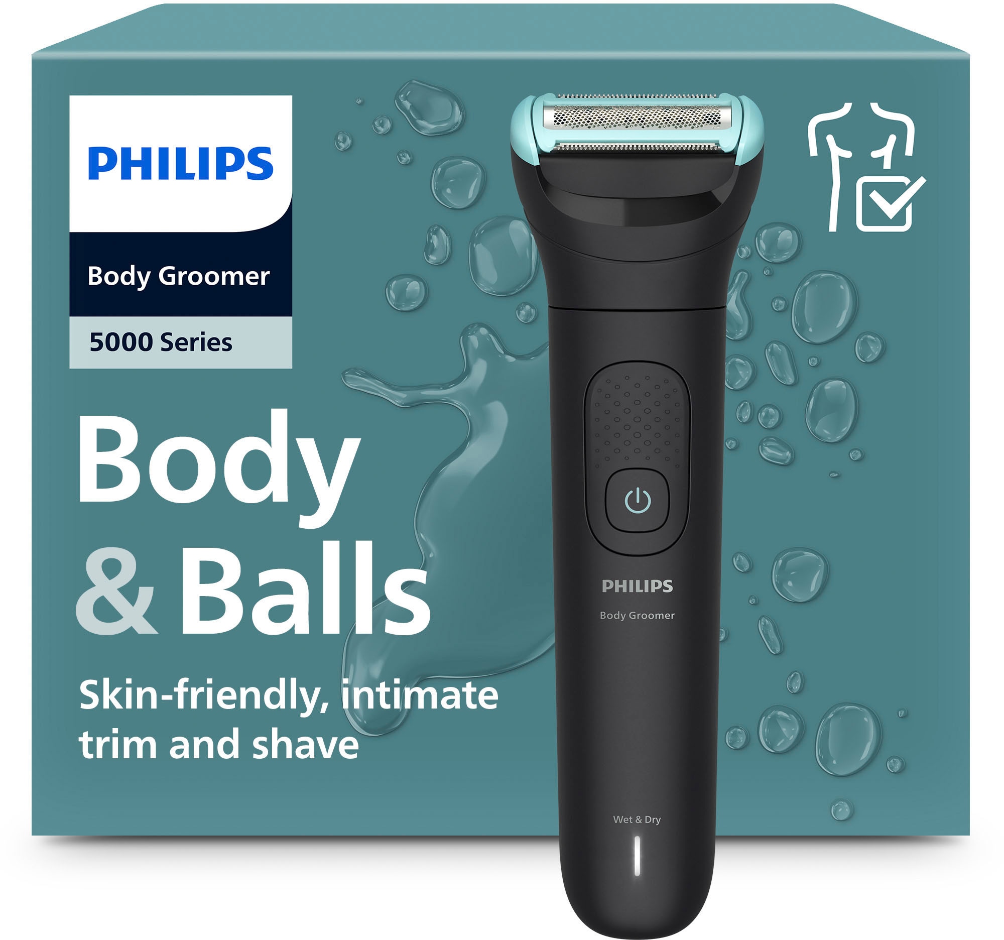 PHILIPS Elektrokörperrasierer "Serie 5000 BG5475/15"schwarz, Elektrorasierer, mit Triple Protect-Rasiersystem und bidirektionalen Kämmen