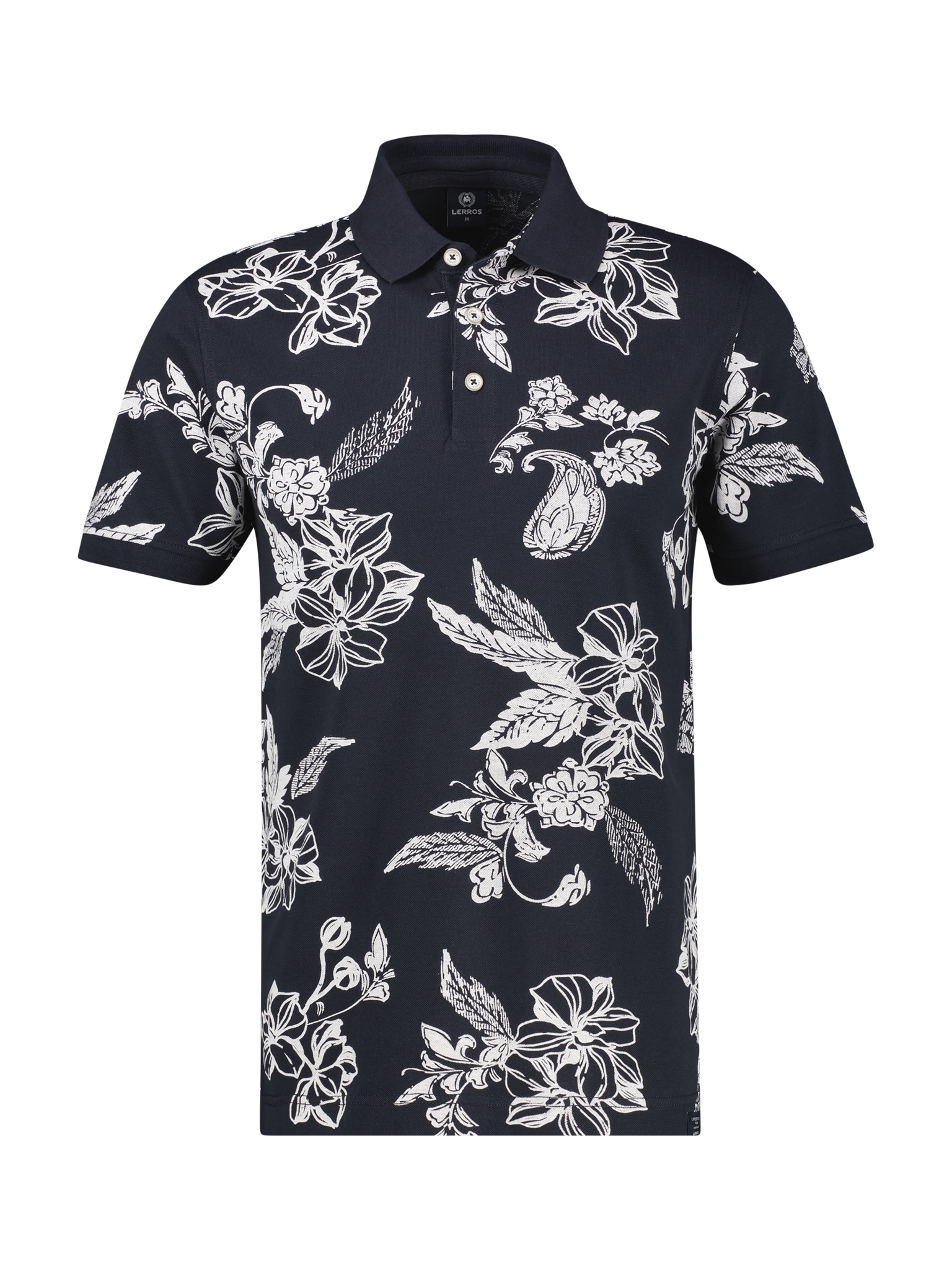 LERROS Poloshirt Kurzarm mit floralem Allover-Print