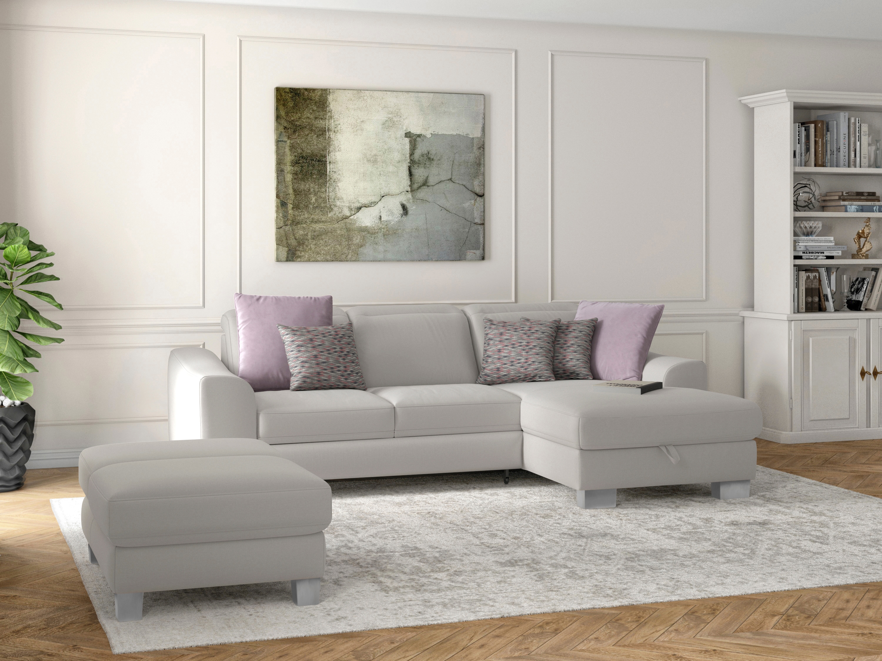 sit&more Ecksofa "Dundee L-Form" mit Federkern und Edelstahlfüßen, wahlweise mit Kopfteilverstellung