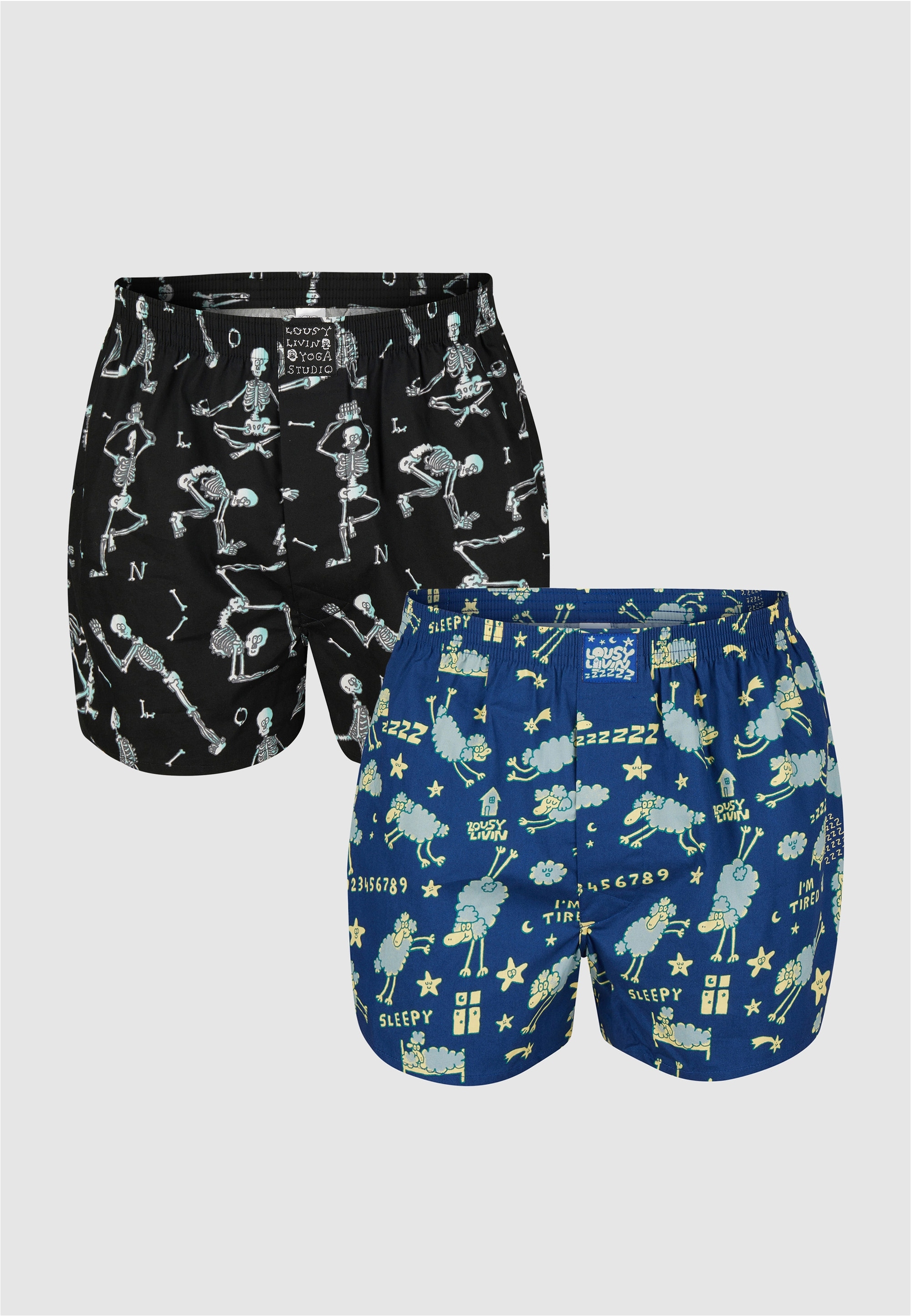 Lousy Livin Boxershorts »2Pack Boxershorts Sheep & Yoga«, mit lockerem Schnitt