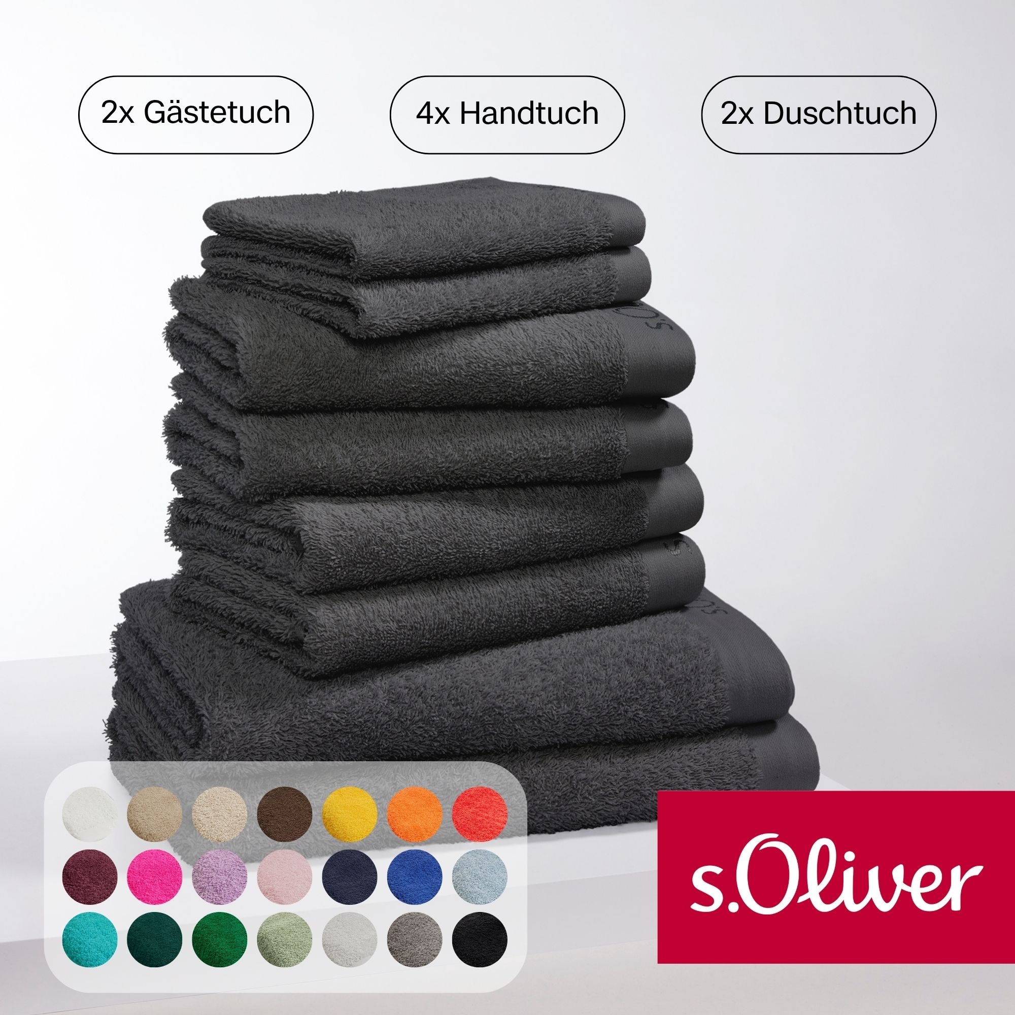 s.Oliver 1100000002199 "s.Oliver, Premium Qualität, 600 gr/m²" Set 8 Stk. Walkfrottier 2 Gästetücher 30x50, 4 Handtücher 50x100, 2 Duschtücher 70x140