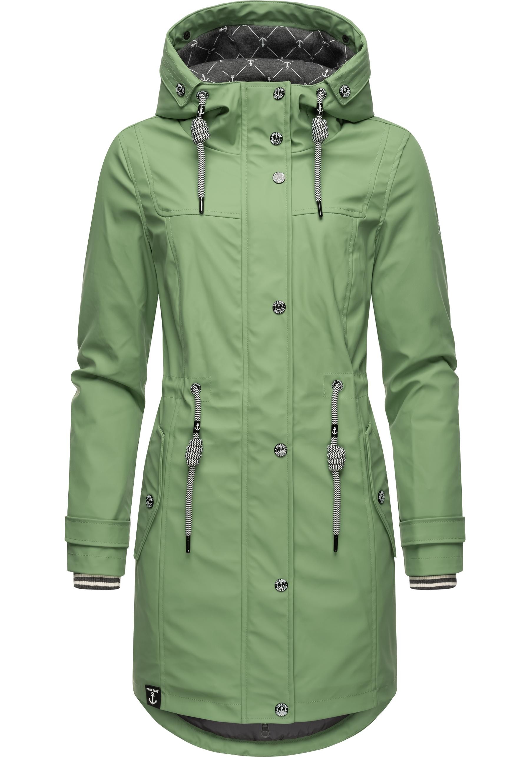 stylisch Regenjacke »L60042«, kaufen mit taillierter für BAUR Regenmantel Damen für TIME | PEAK Kapuze,