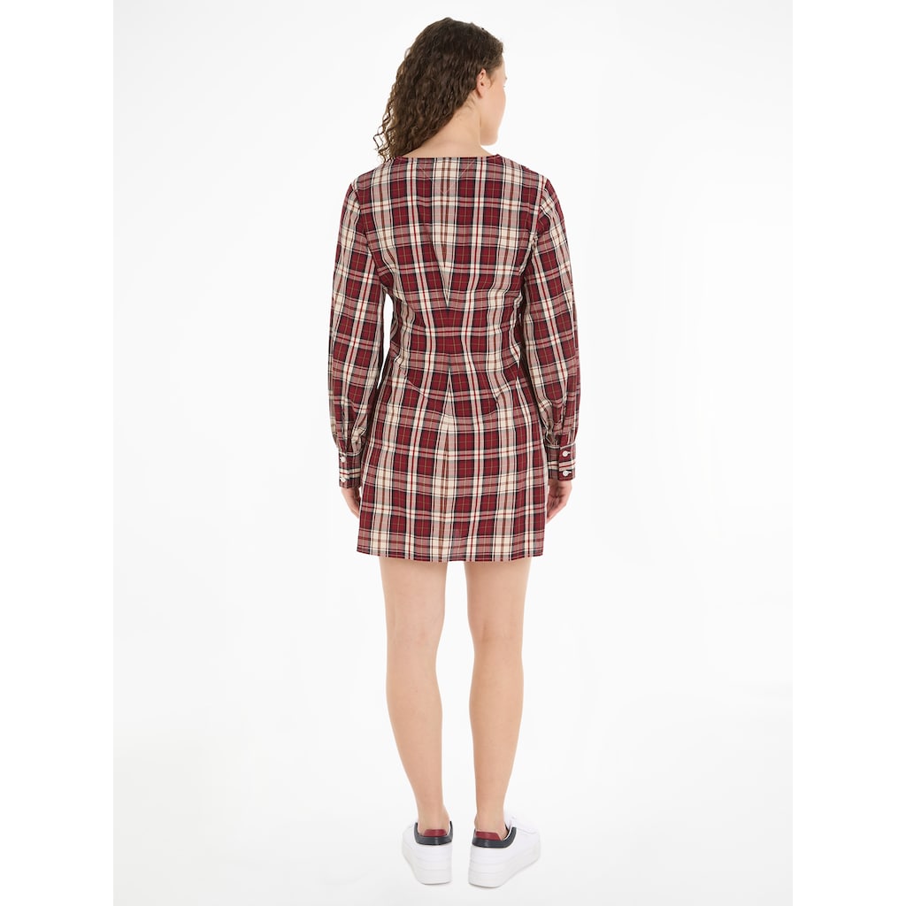 Tommy Hilfiger Blusenkleid »TARTAN CO V-NECK SHIRT DRESS«, mit 2-Knopf-Manschetten