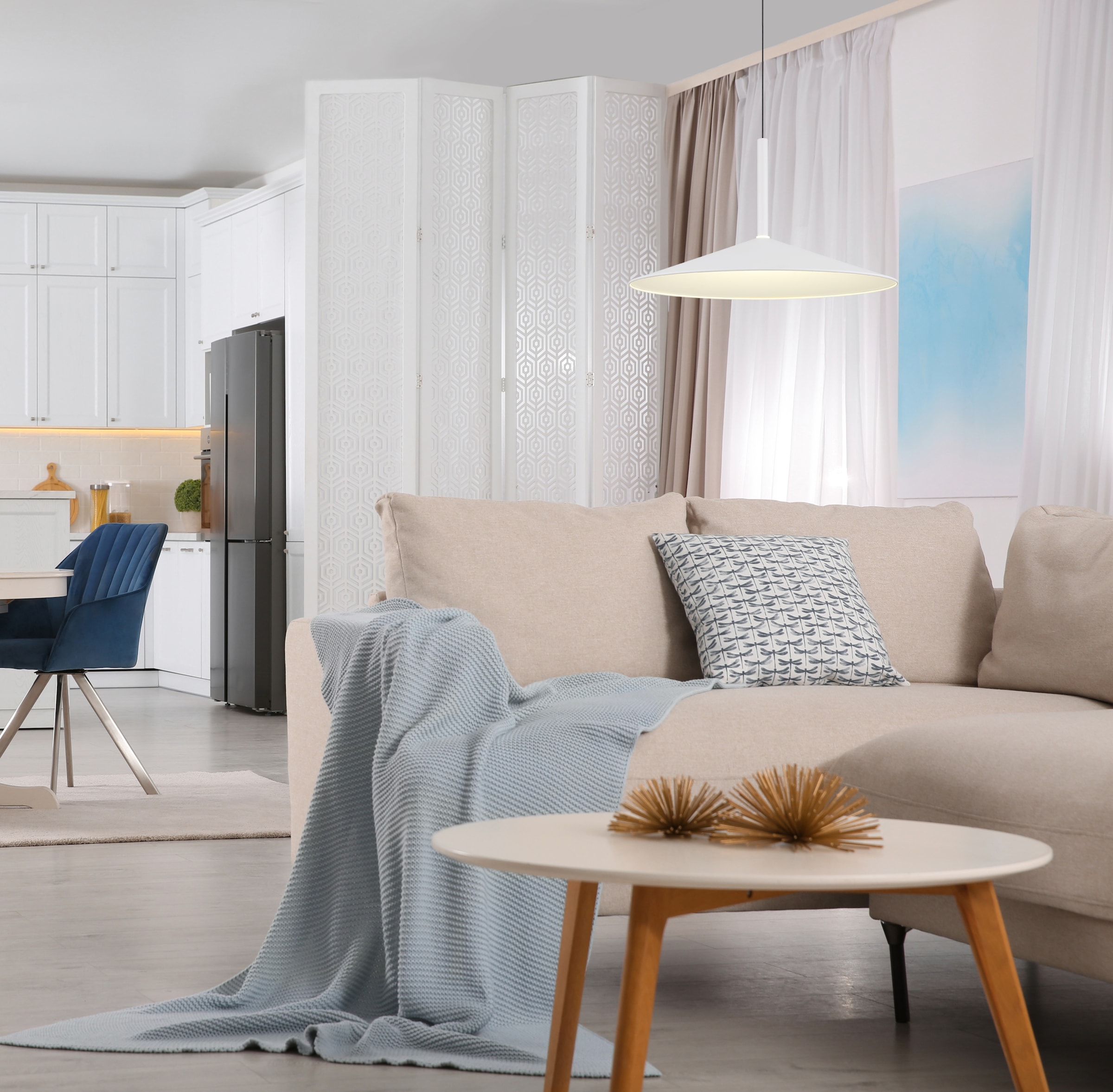 GLOBO LIGHTING Hängeleuchte »LAMPONE« LED-Modul 1 Stk. Warmweiß Hängeleuchte, Opalglas, Soft-Lift, LED 18W