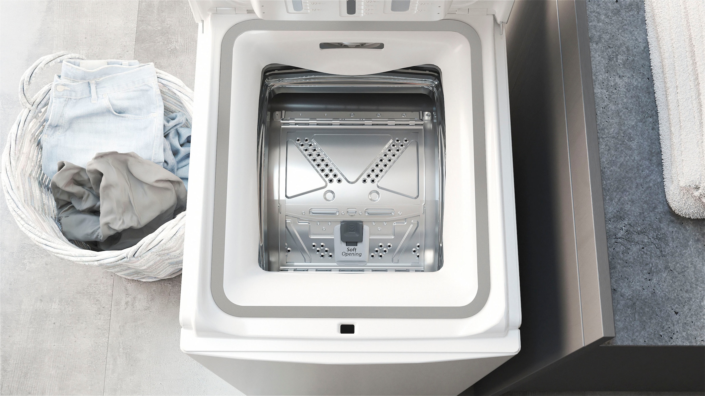 BAUKNECHT Waschmaschine Toplader »WAT Eco 712 B3«, 7 kg, 1200 U/min, Kurz 30 min., Vollwasserschutz, SoftOpening, Startzeitvorwahl