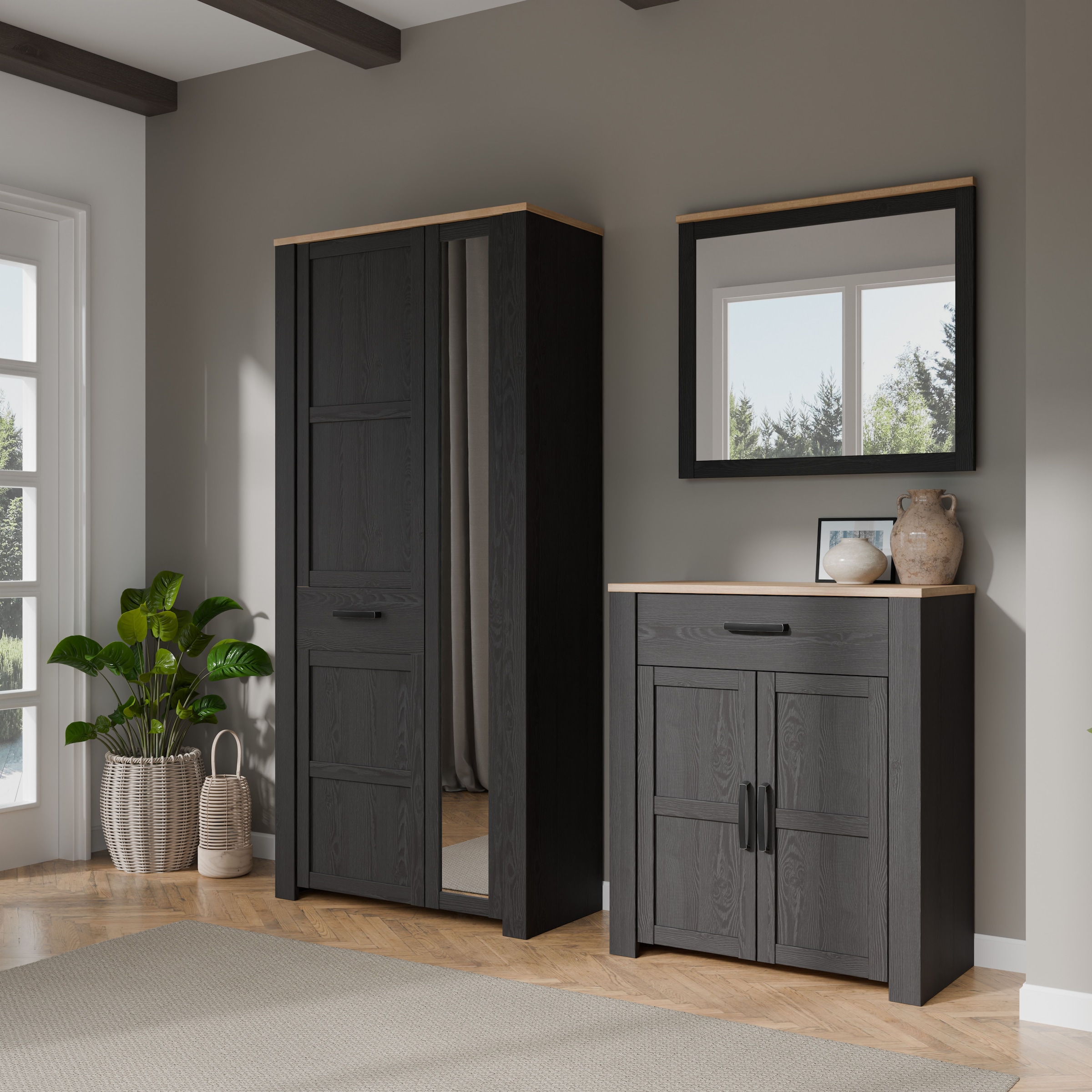 FORTE Garderobenspiegel »Bohol Spiegel, Rahmenoptik B/H/T 86,4/76/3,2 cm«