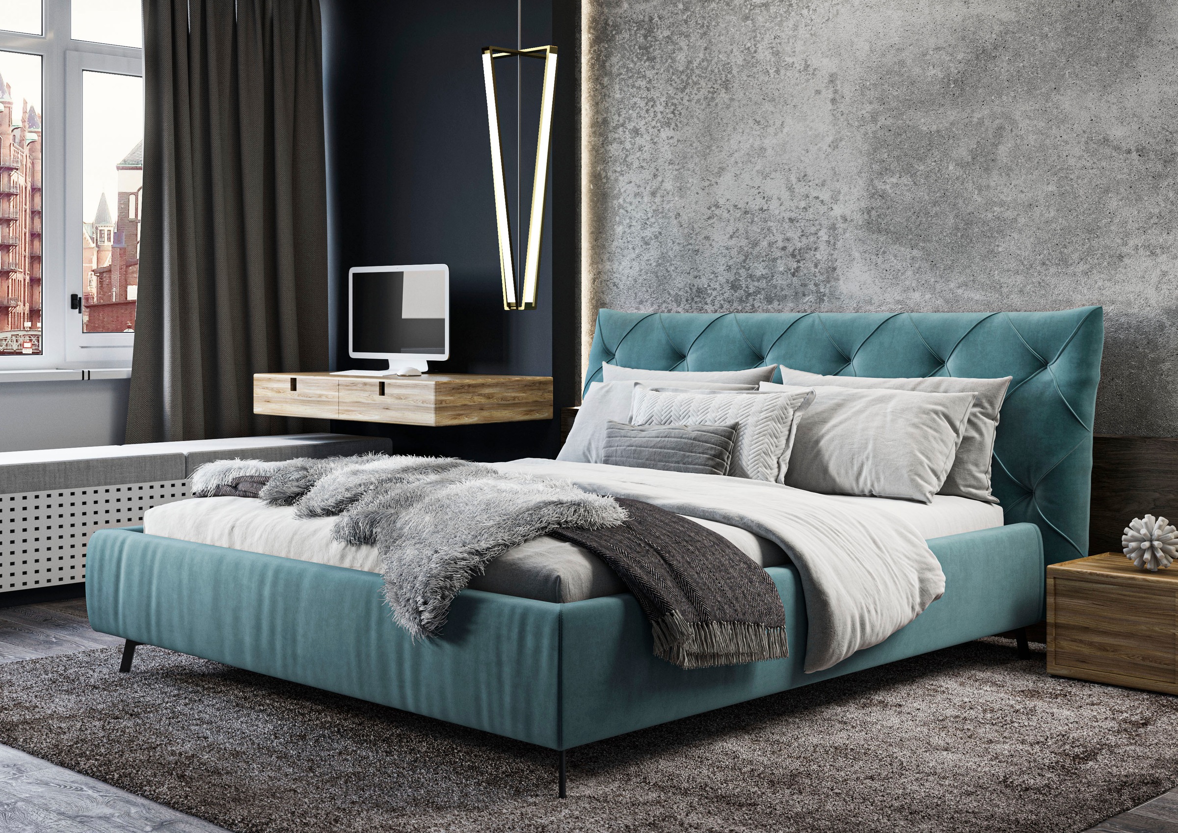 Home affaire Polsterbett "Elloree, in 4 Breiten bis 200cm, auch in Leder" K günstig online kaufen