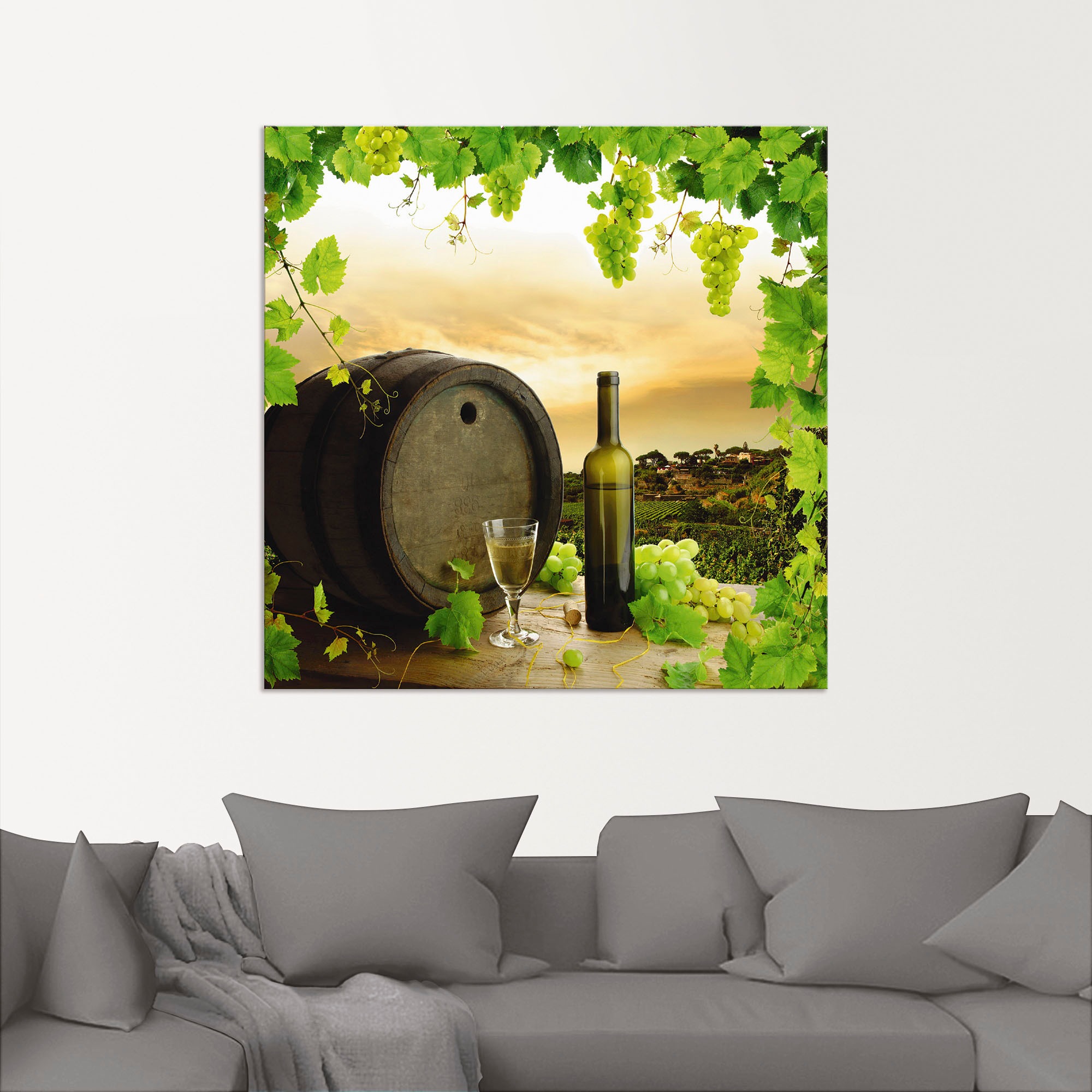 Artland Poster »Wein Trauben Reben Weinberg«, Wein Bilder, (1 St.), als Alubild, Leinwandbild, Wandaufkleber oder Poster in versch. Größen