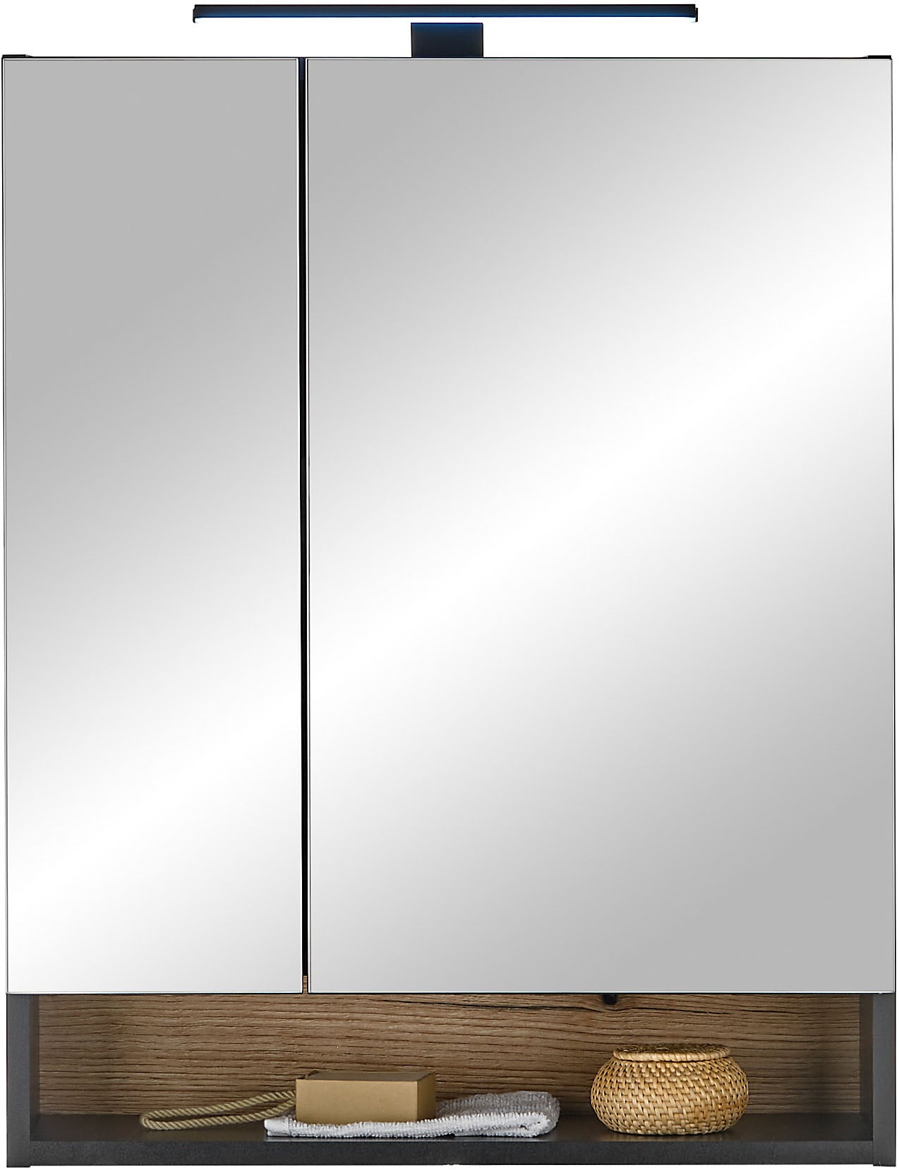 BASIC by Balculina Spiegelschrank »Denver Spiegelschrank, Badezimmerschrank BxHxT 60x75x22«, (1 St.), Breite 60 cm, Tür L/R montierbar, Softclose