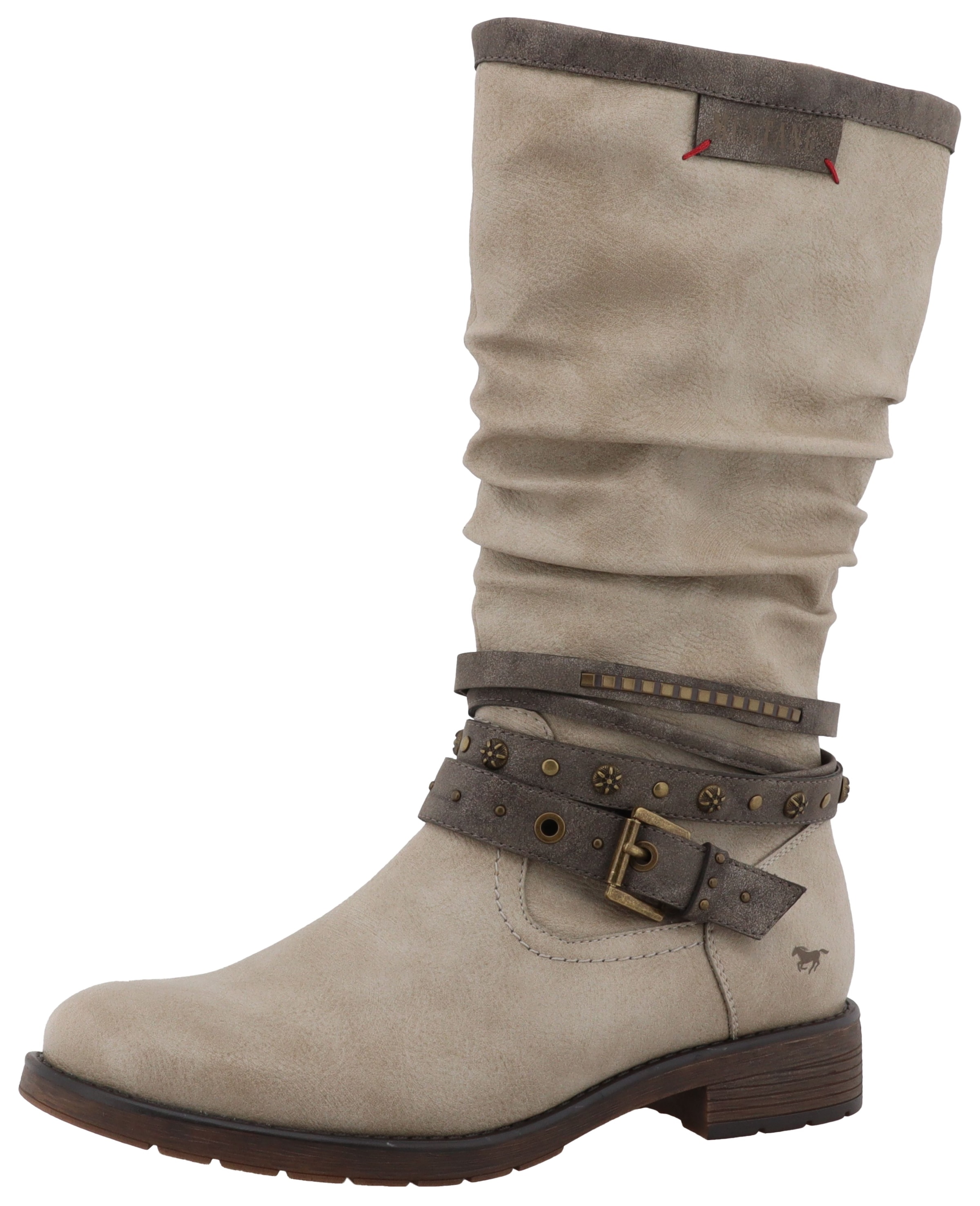 Mustang Shoes Winterstiefel "Elfi" Stiefel mit Zierriemchen und Blockabsatz günstig online kaufen
