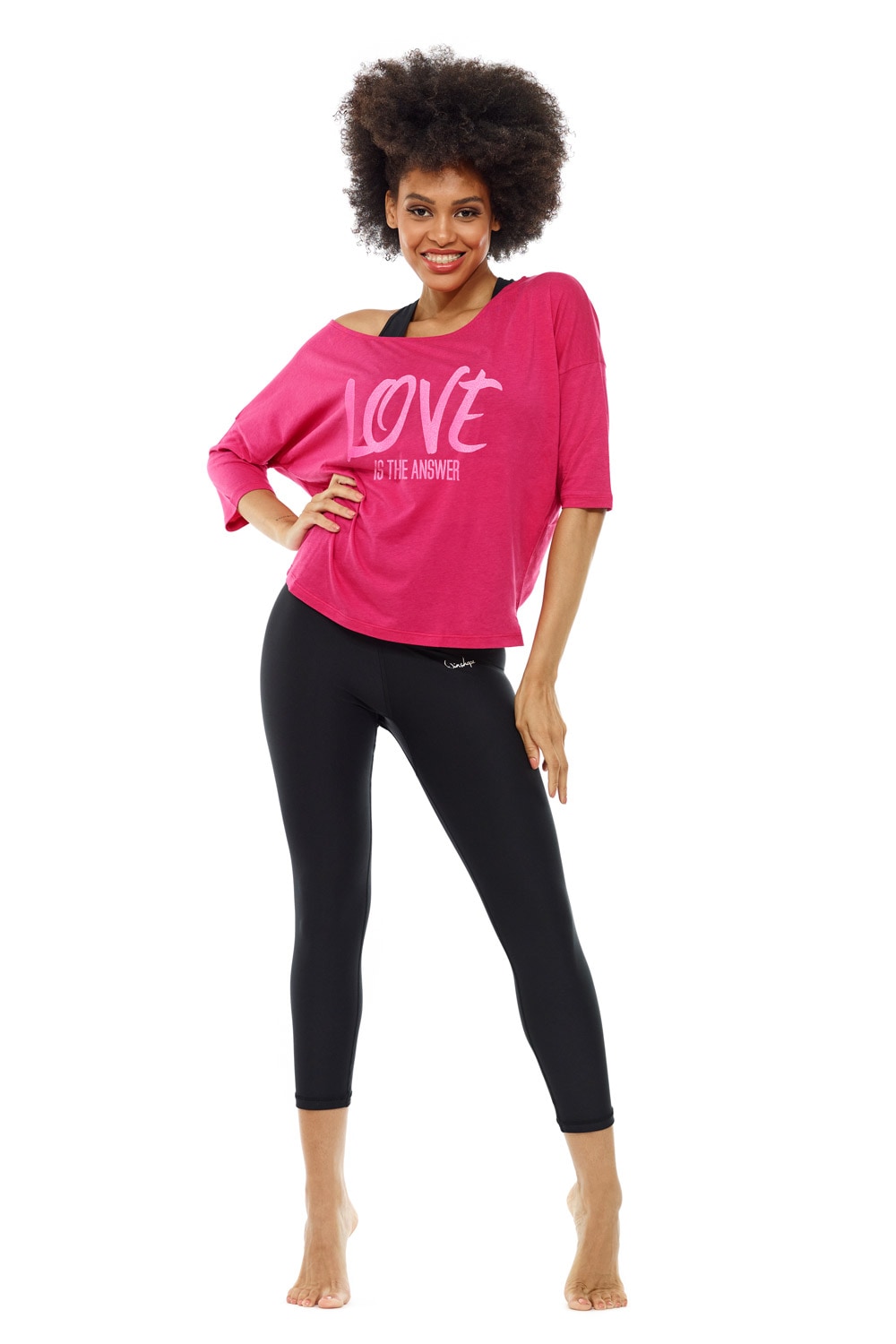 Winshape 3/4-Arm-Shirt leicht«, neon ultra online pinkem | »MCS001 kaufen mit BAUR Glitzer-Aufdruck