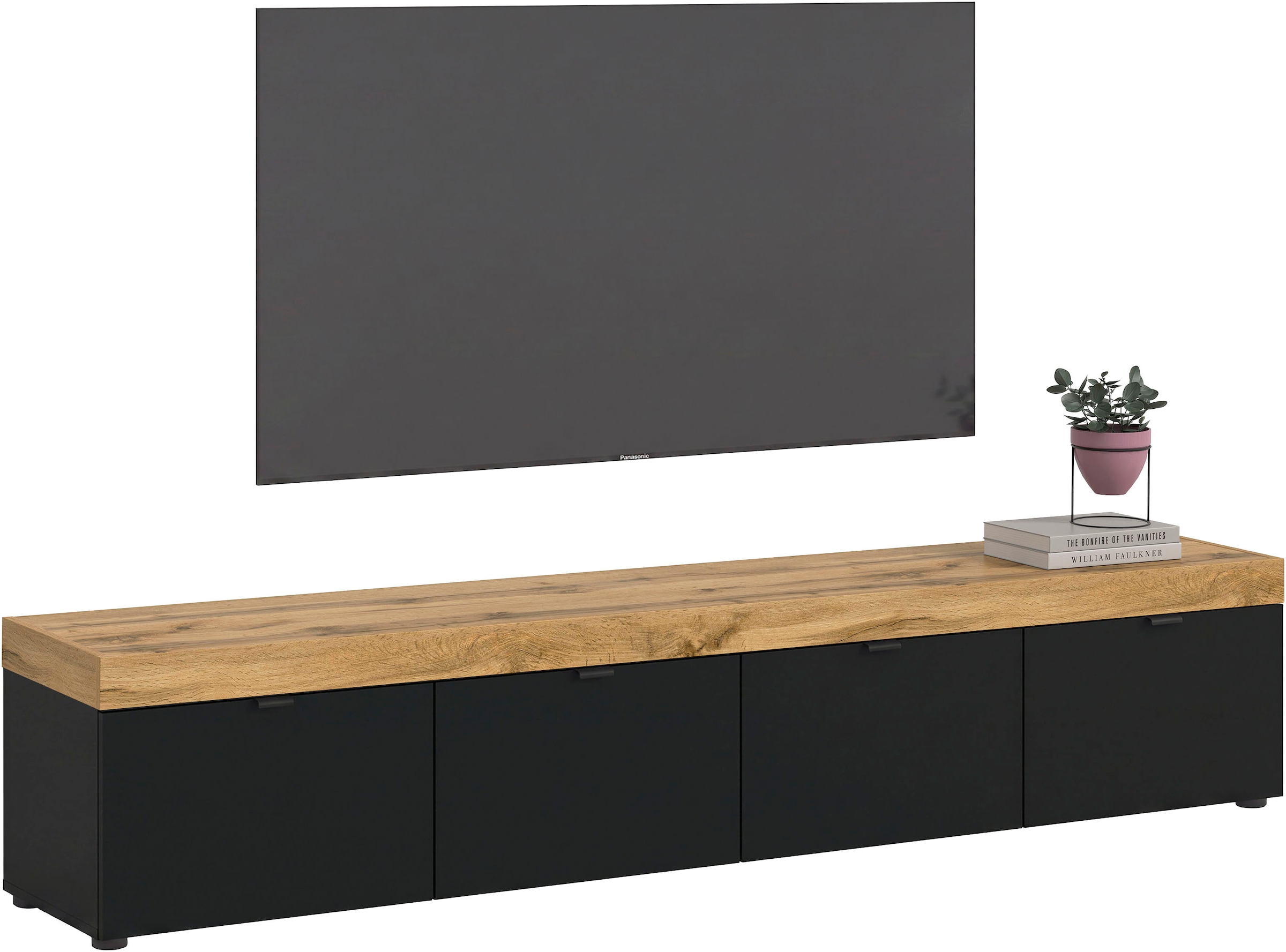OTTO home Lowboard "MAMBO II, Breite 200 cm, 4 Klappen, 4 Fächer" 1 Stk. tlg. Lowboard, TV Unterschrank, TV-Schrank, Wohnzimmer