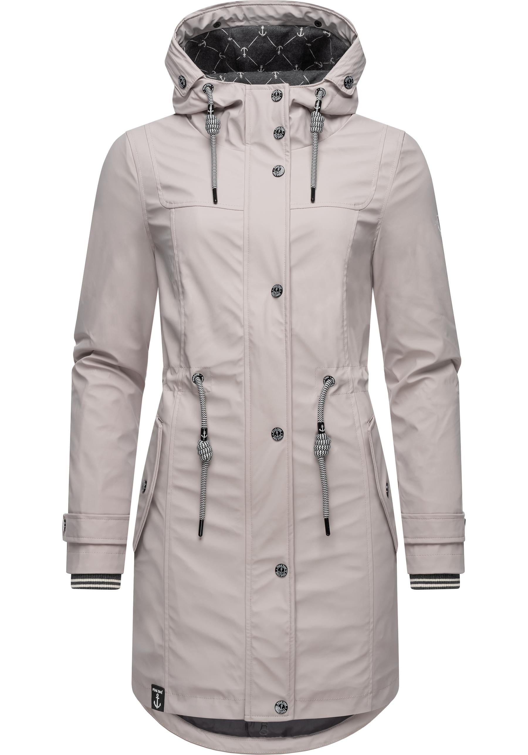 PEAK TIME Regenjacke »L60042«, mit Kapuze, stylisch taillierter Regenmantel für Damen