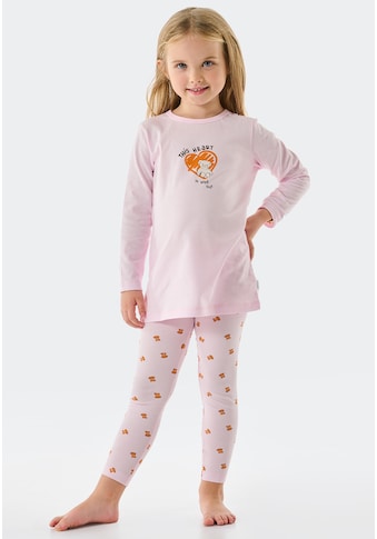 Pyjama »"Natural Love"«, (2 tlg.), vorn mit süßem Teddy-Motiv samt schraffiertem Herz