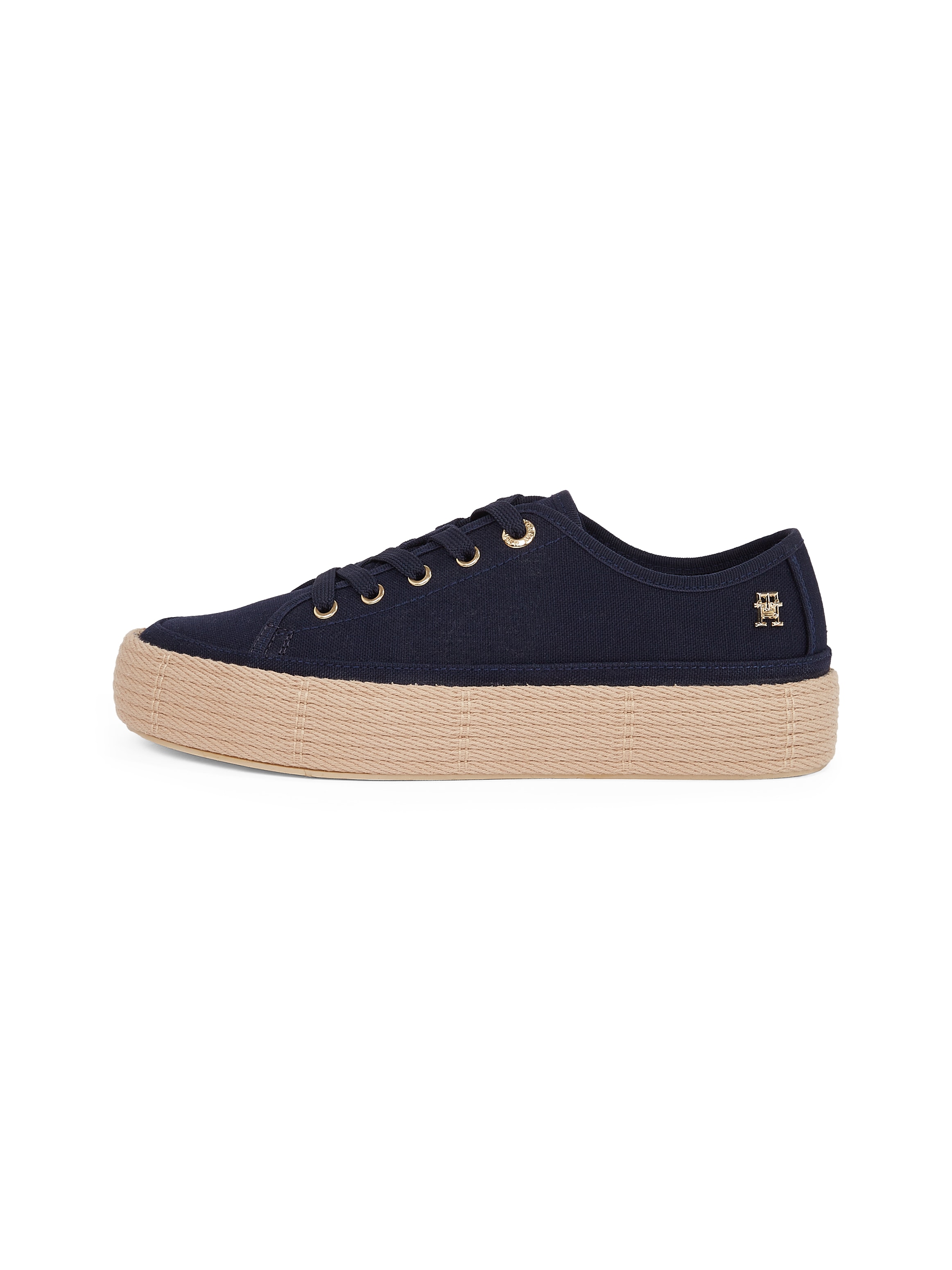 Tommy Hilfiger Plateausneaker »VULC ESPADRILLE SNEAKER«, Freizeitschuh, Halbschuh, Schnürer mit bastbezogenem Plateau