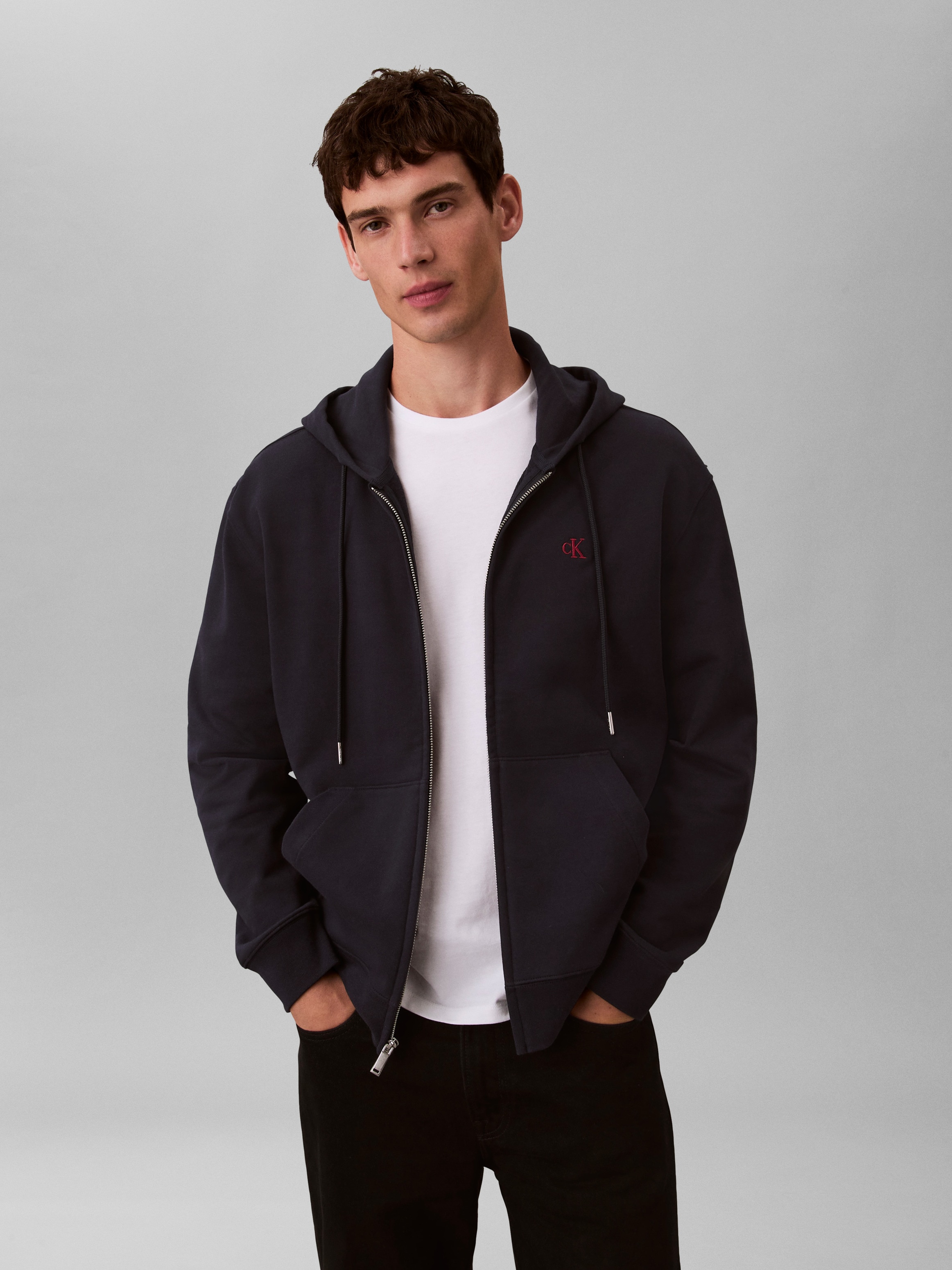 Calvin Klein Jeans "LS EU 350TERRY MONOGRAM FZ HOODI", Mit Rundhalsausschnitt, regular fit