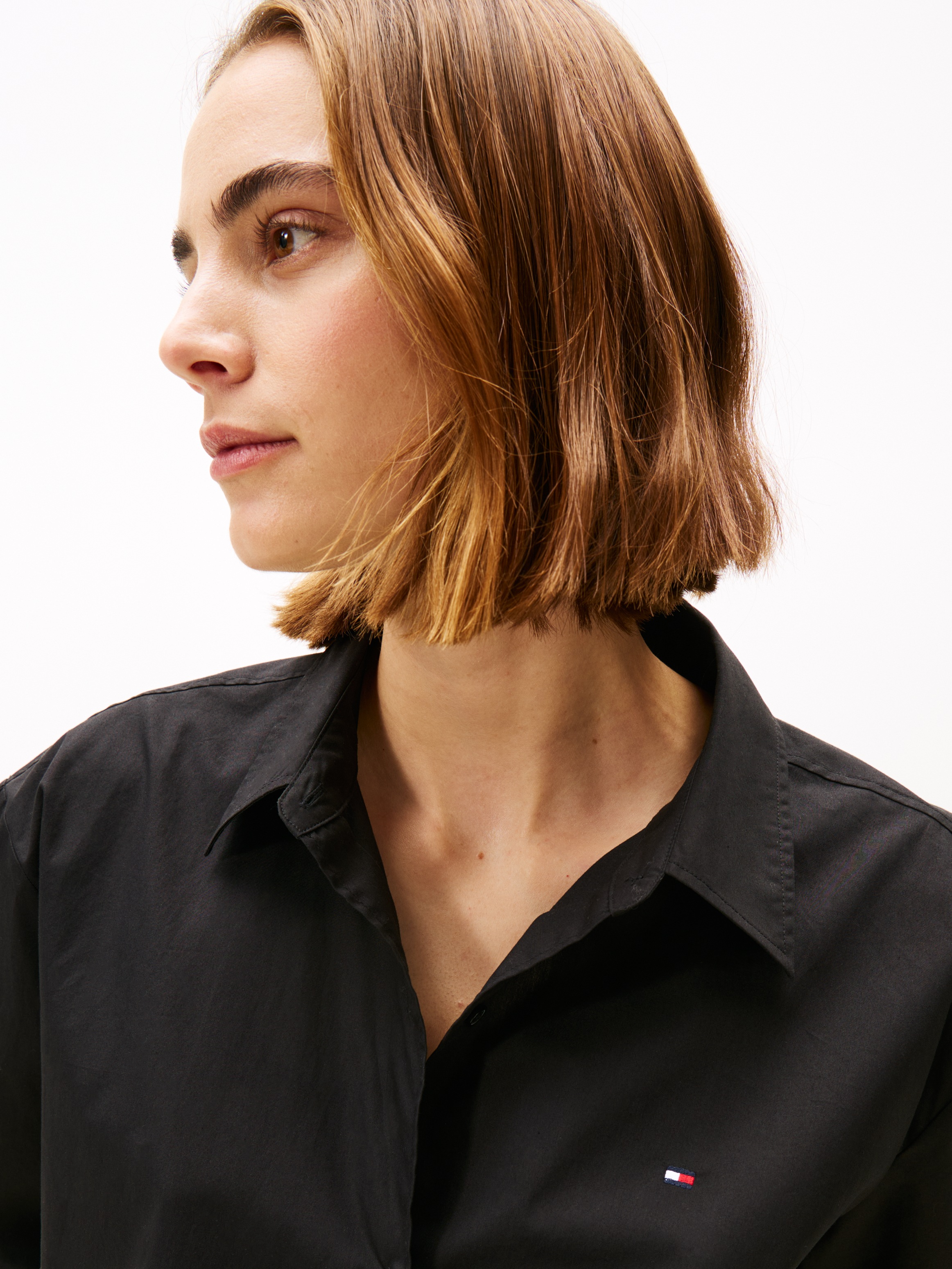 Tommy Hilfiger Hemdbluse "ESS POPLIN EASY FIT SHIRT", Hinten länger geschni günstig online kaufen