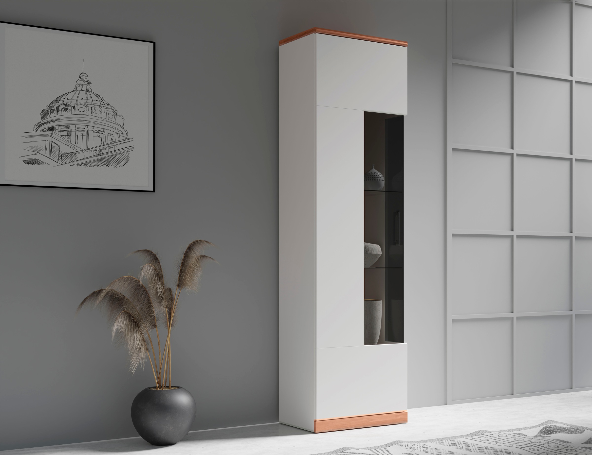 Home affaire Vitrine "Ribe,180cm hoch,5 Fächer,2 Glasböden variabel einsetz günstig online kaufen