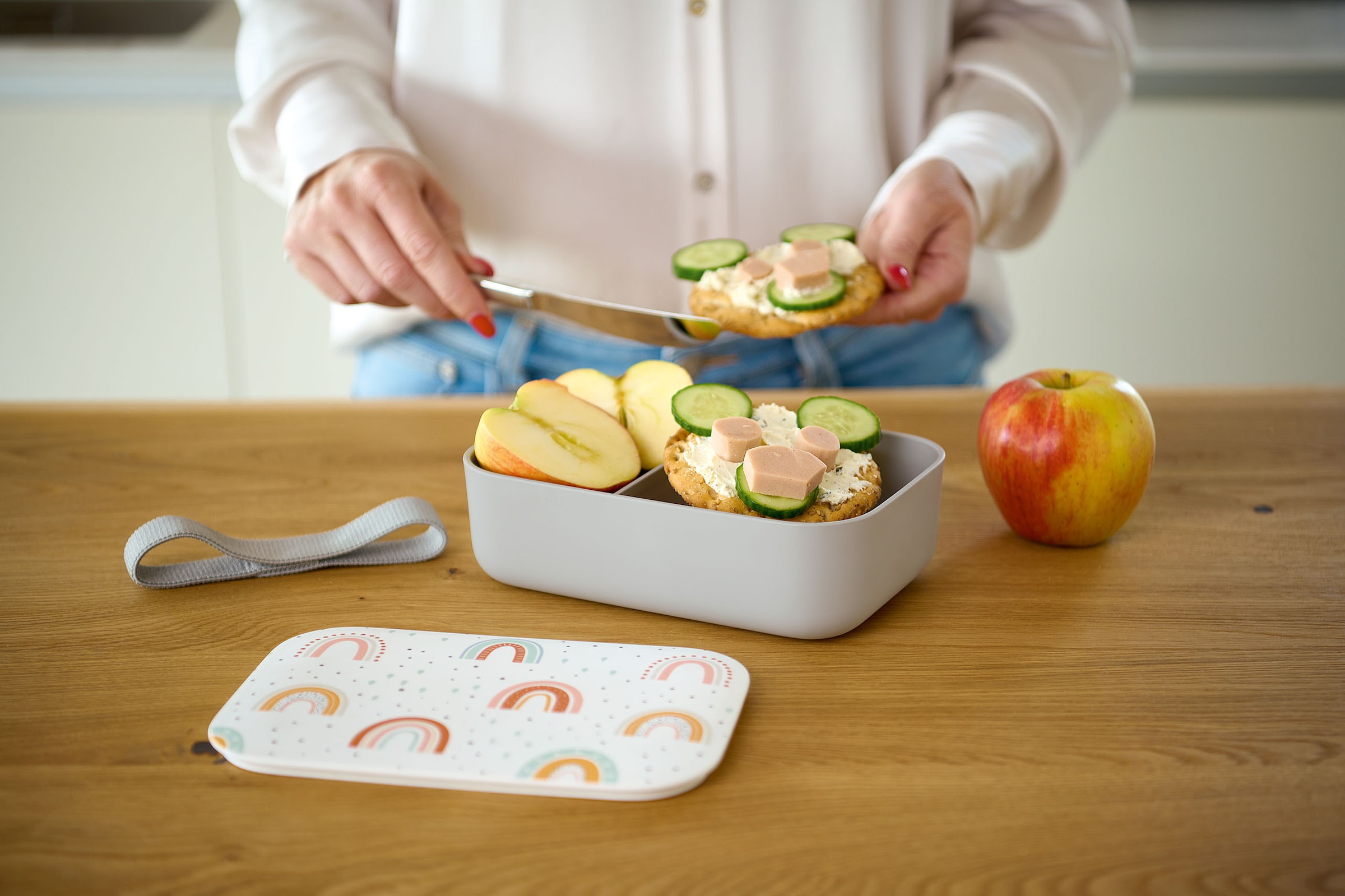 Zeller Present Lunchbox "Rainbow" Set, 2 Stk. tlg. Regenbogen Muster günstig online kaufen