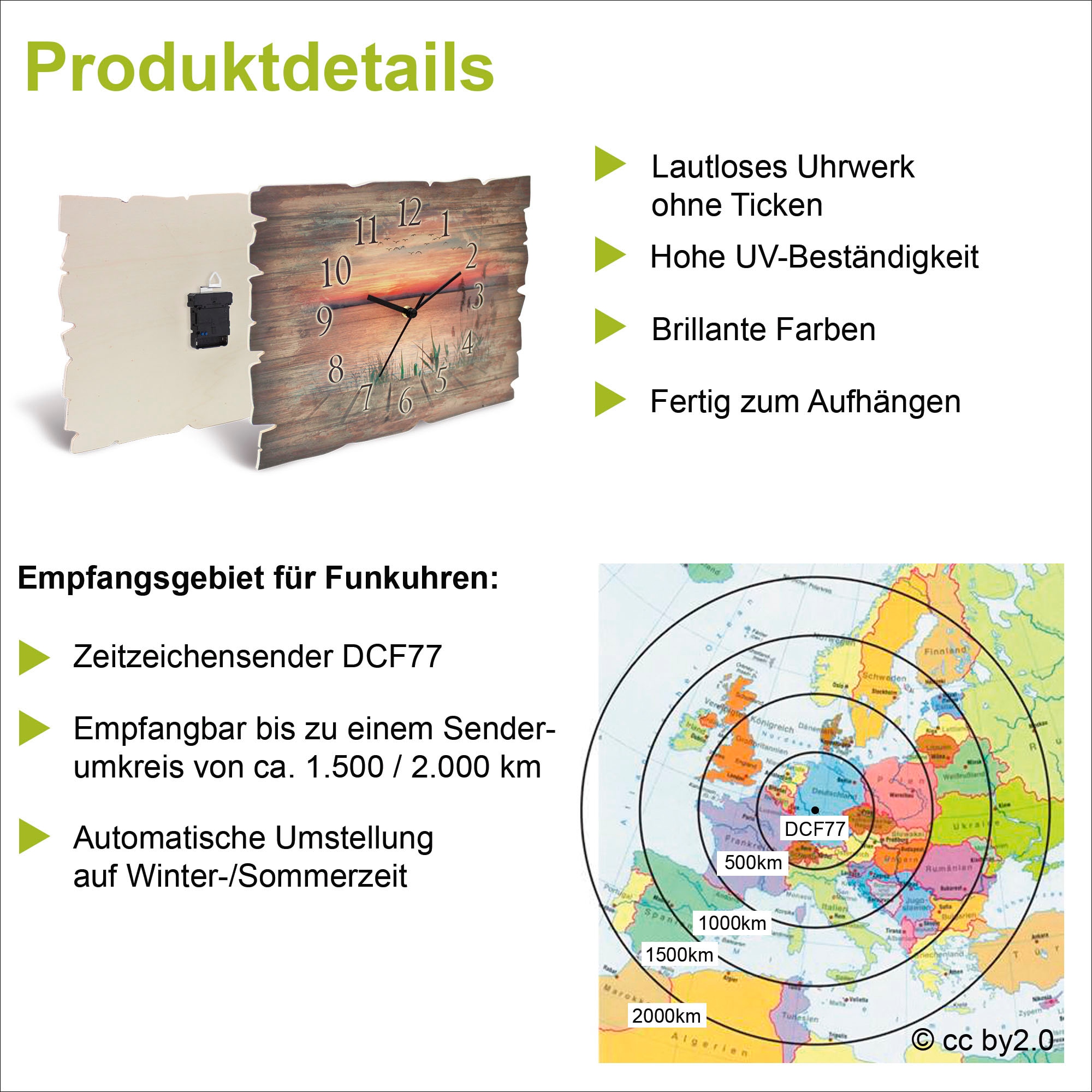 Artland Wanduhr »Auroraborialis - Nördliches Polarlicht«, wahlweise mit Quarz- oder Funkuhrwerk, lautlos ohne Tickgeräusche