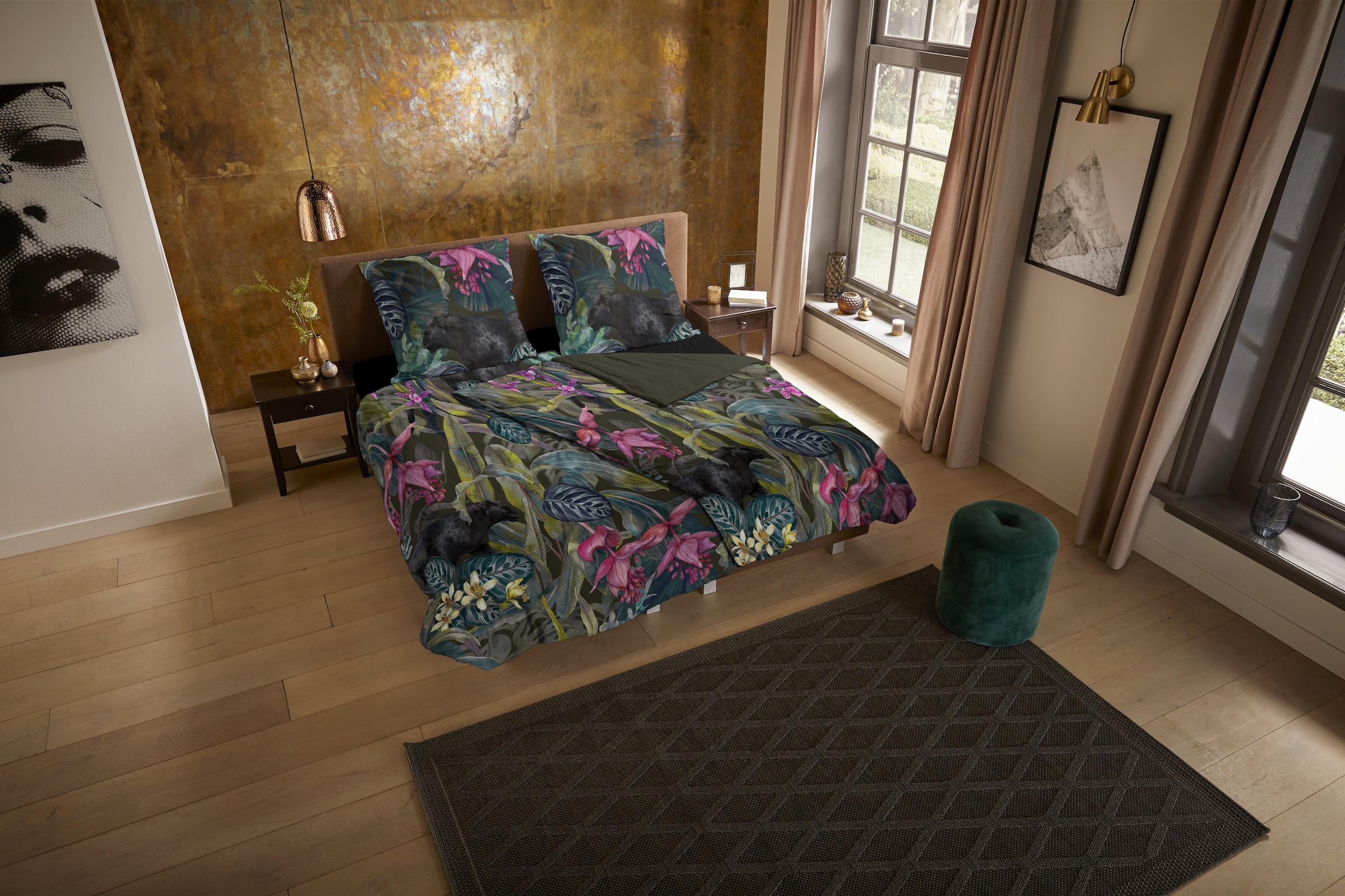 PURE luxury collection Wendebettwäsche »Samurai«, Mikrofaser, 135x200, 2 Teilig, Pflegeleicht, Wende, Leopard, tropisch