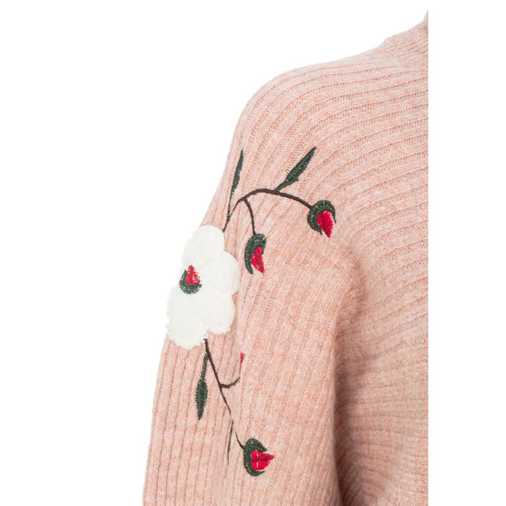 Damenmode Pullover Cipo & Baxx Strickpullover, mit floraler Stickerei rosa Damenmode Pullover Cipo & Baxx Strickpullover, mit floraler Stickerei rosa