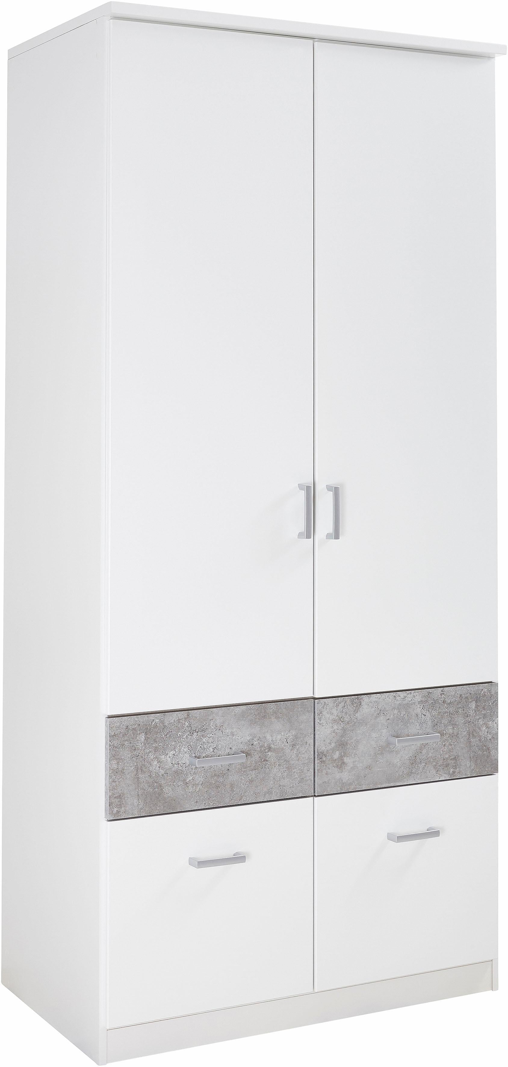 rauch Kleiderschrank "Kleiderschrank Schrank Garderobe deckenhoher Schrank BREMEN" optional mit Spiegel, Breiten: 91/136/181 cm, Höhe: 199 cm, in vielen Farbvariationen, inkl. Kranzblende MADE IN GERMANY