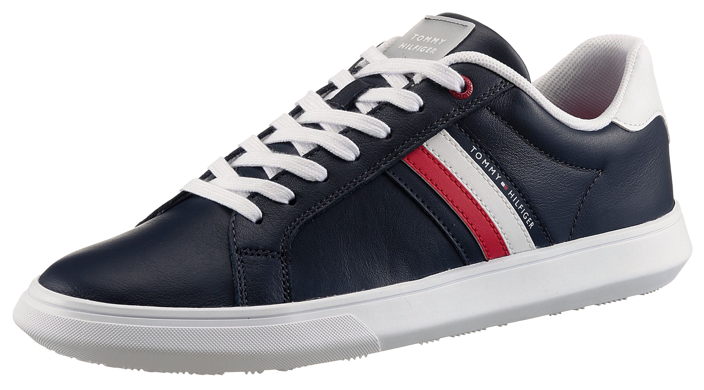 Tommy Hilfiger Sneaker "ESSENTIAL LEATHER CUPSOLE", mit typischen Streifen, günstig online kaufen