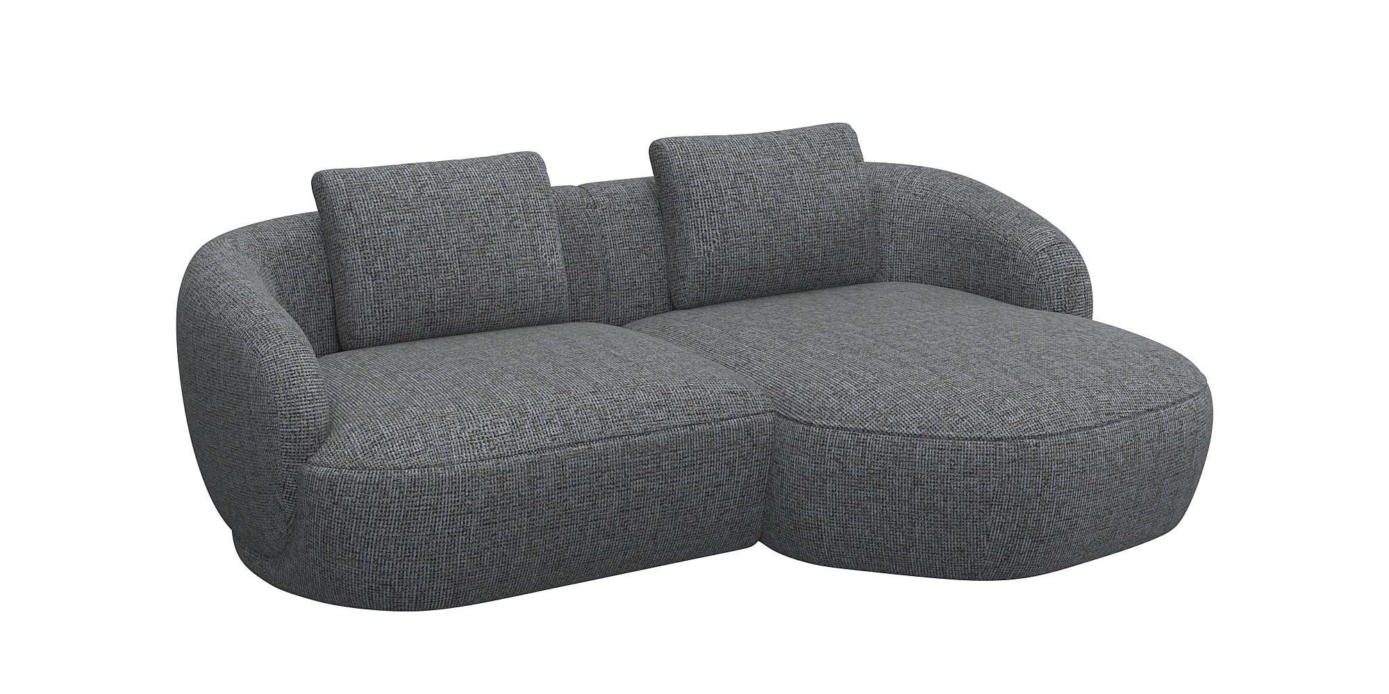 FLEXLUX Wohnlandschaft »Torino, rund, L-Form, Sofa-Ecke mit Recamiere, Longchair-Sofa«, Modernes, organisches Sofa-Design, Kaltschaum, Wellenunterfederung