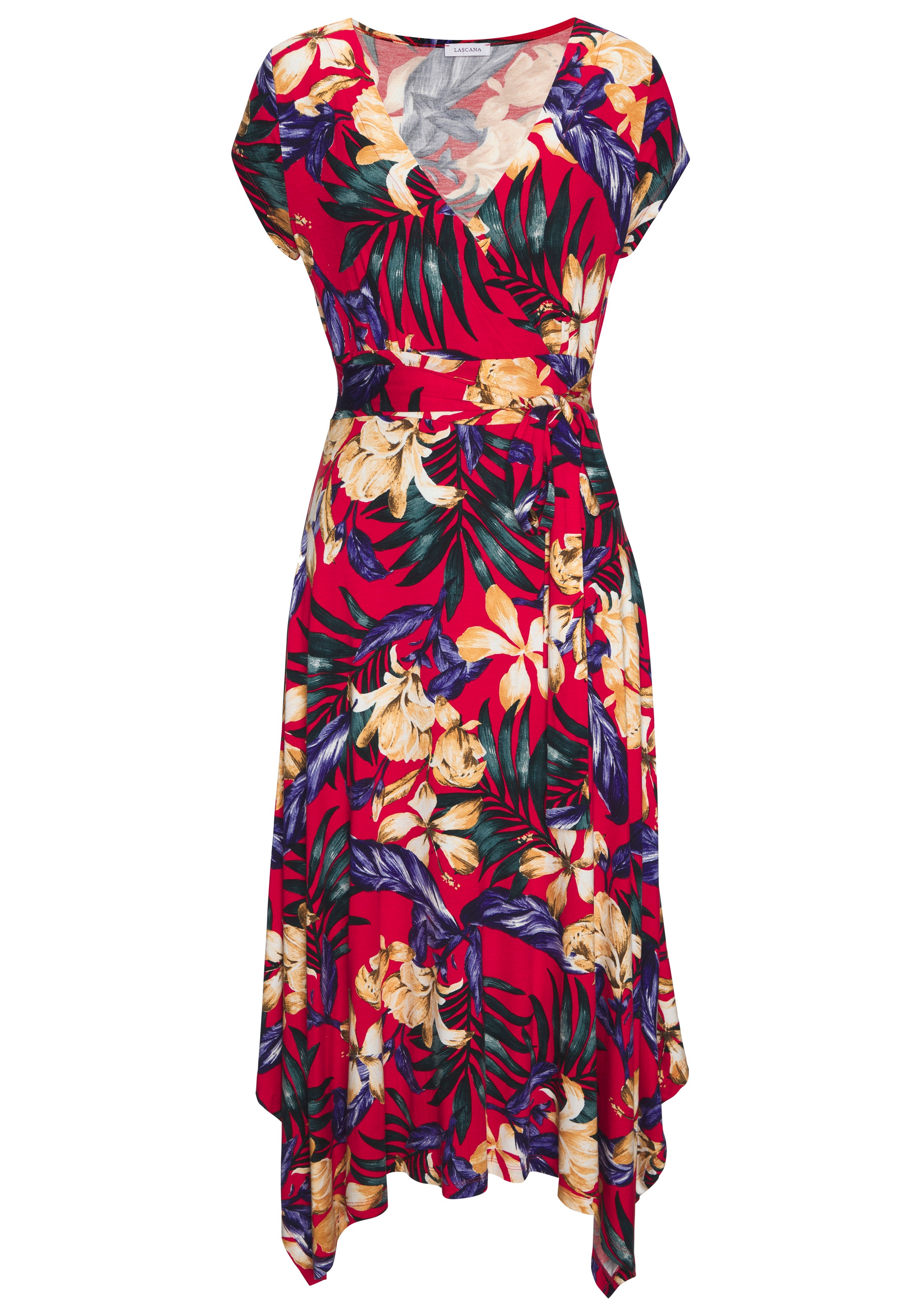 LASCANA Sommerkleid, mit Zipfelsaum und Schleife in der Taille, Jerseykleid günstig online kaufen