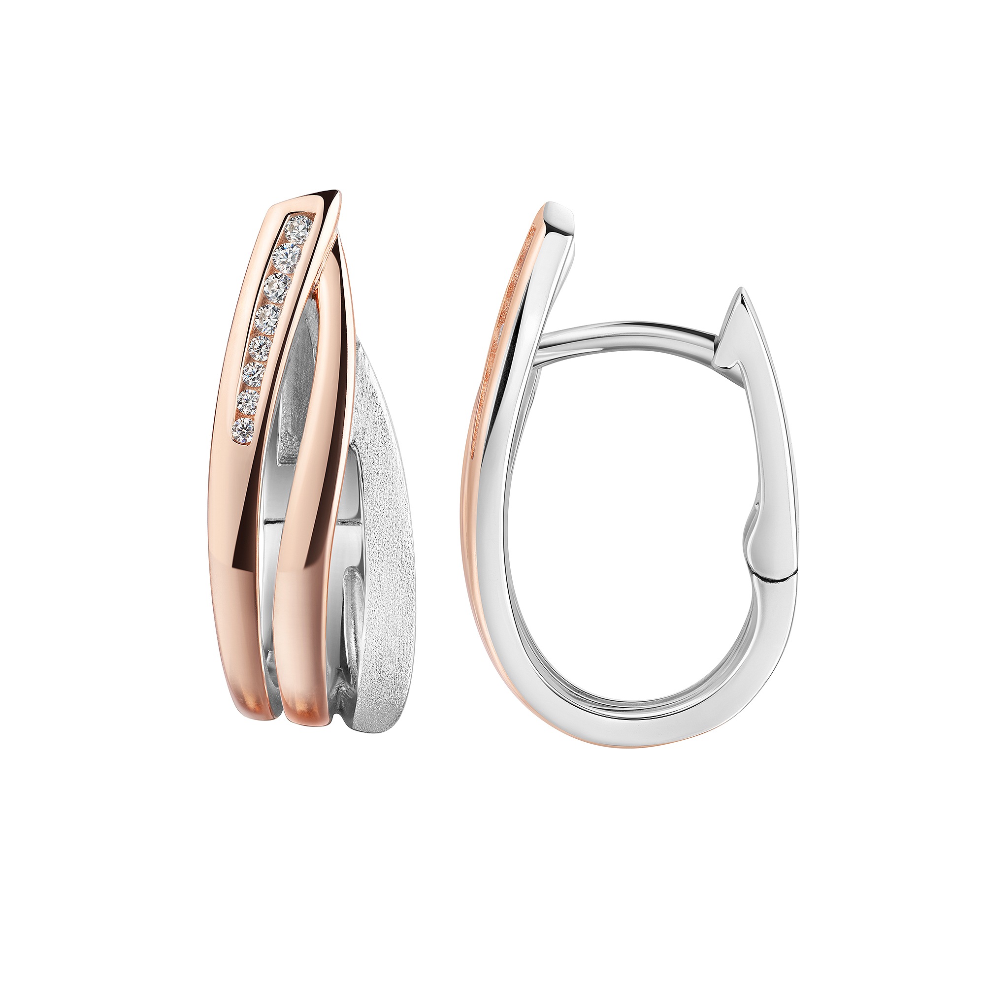 Zeeme Paar Creolen »925/- Sterling Silber rhodiniert/rosé«